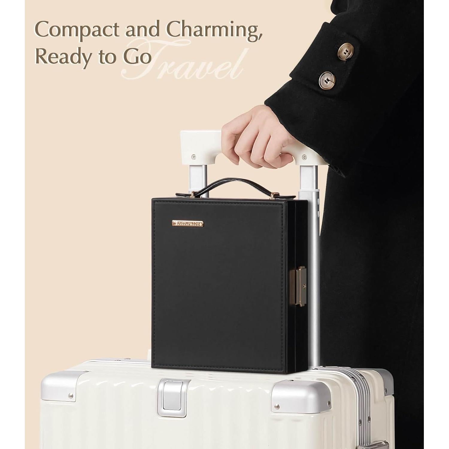 Caja de Joyería de Viaje Enthralite M Negra con Compartimentos