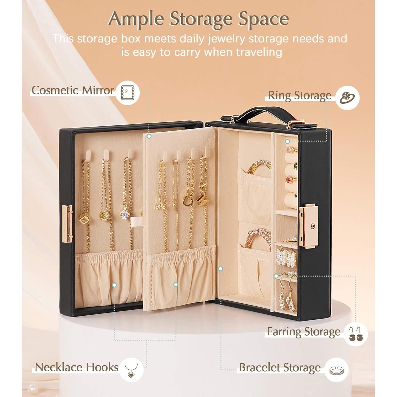 Caja de Joyería de Viaje Enthralite M Negra con Compartimentos