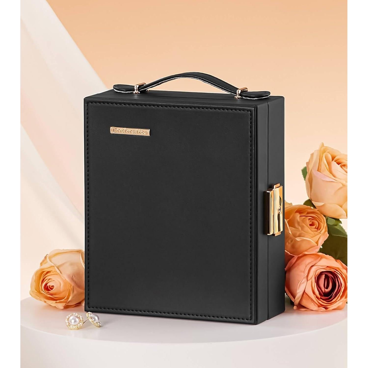 Caja de Joyería de Viaje Enthralite M Negra con Compartimentos