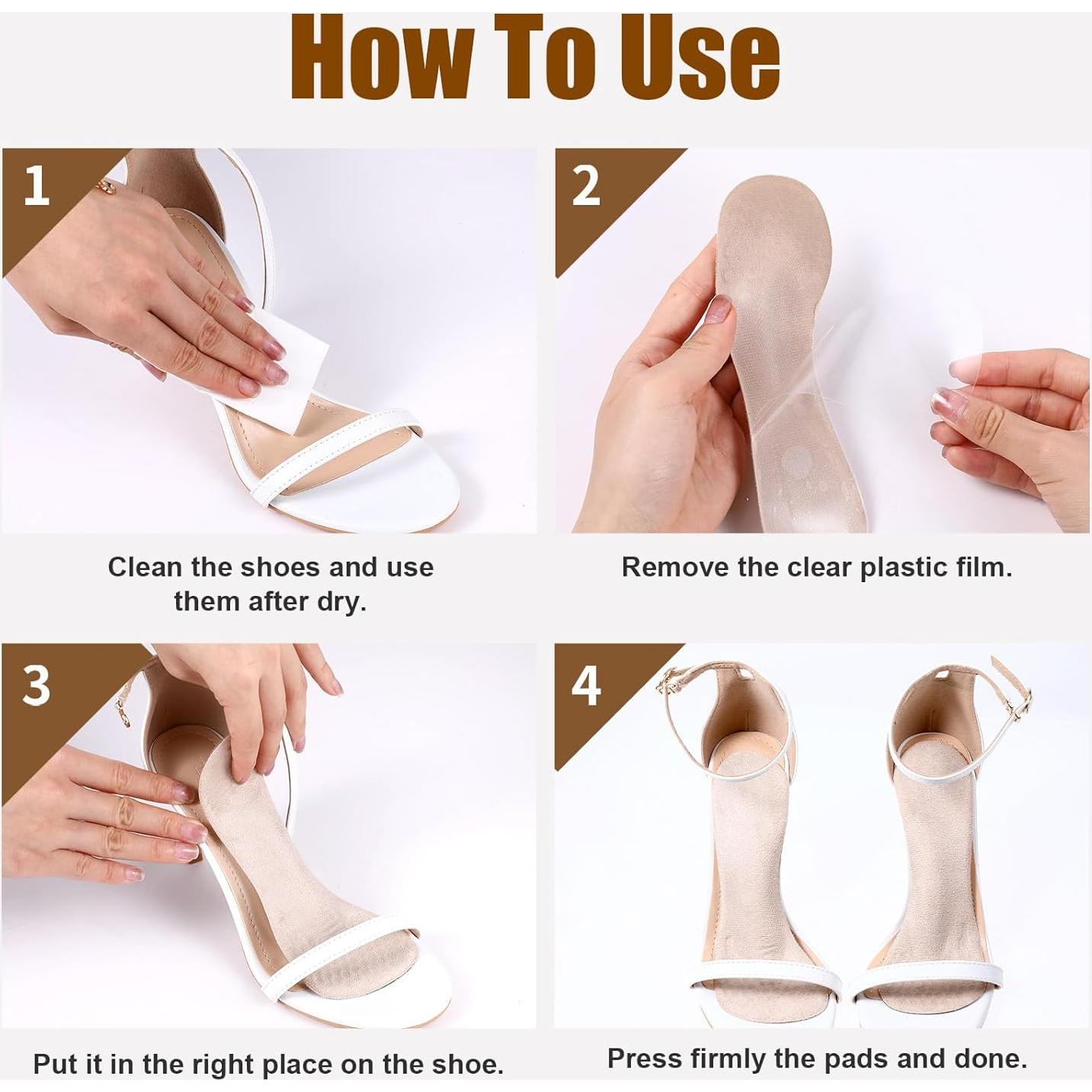 2 Pares Plantillas de Gel para Tacones Mujeres 6-7.5 Alivio Dolor