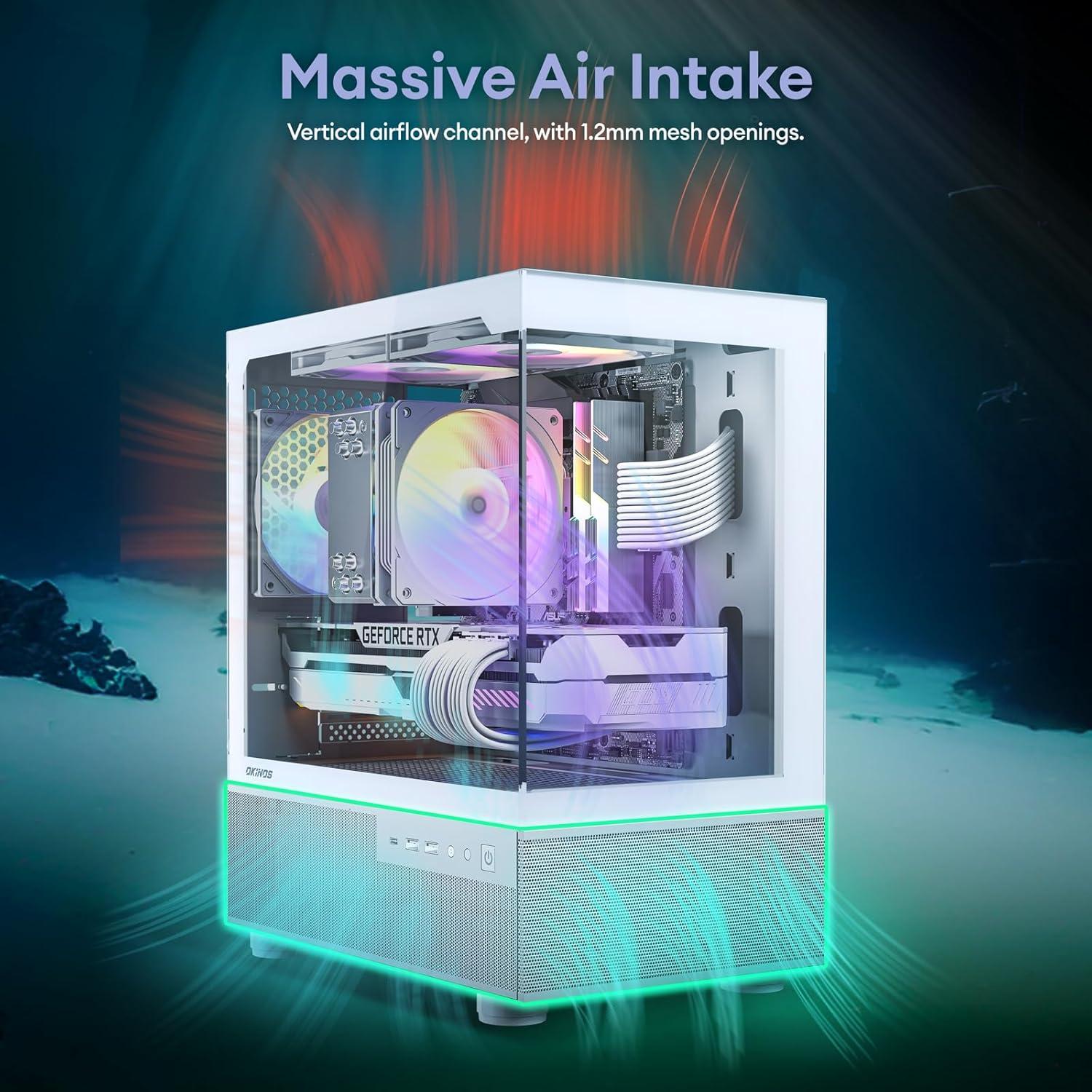 Caja Micro ATX Okinos Aqua 3 con Ventiladores ARGB 120mm