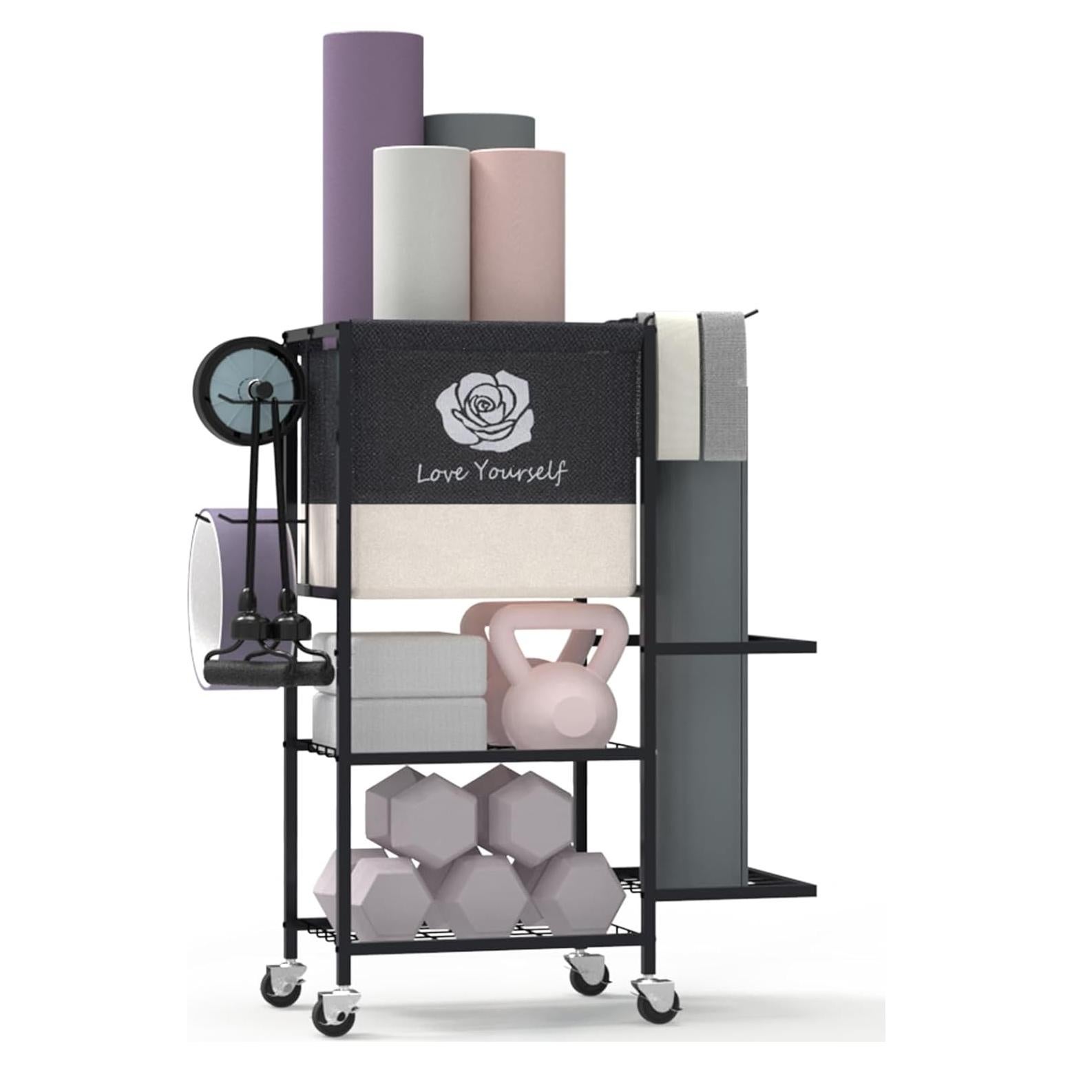 Estante para Mat de Yoga Lovind, Organizador de Gimnasio 2 Niveles