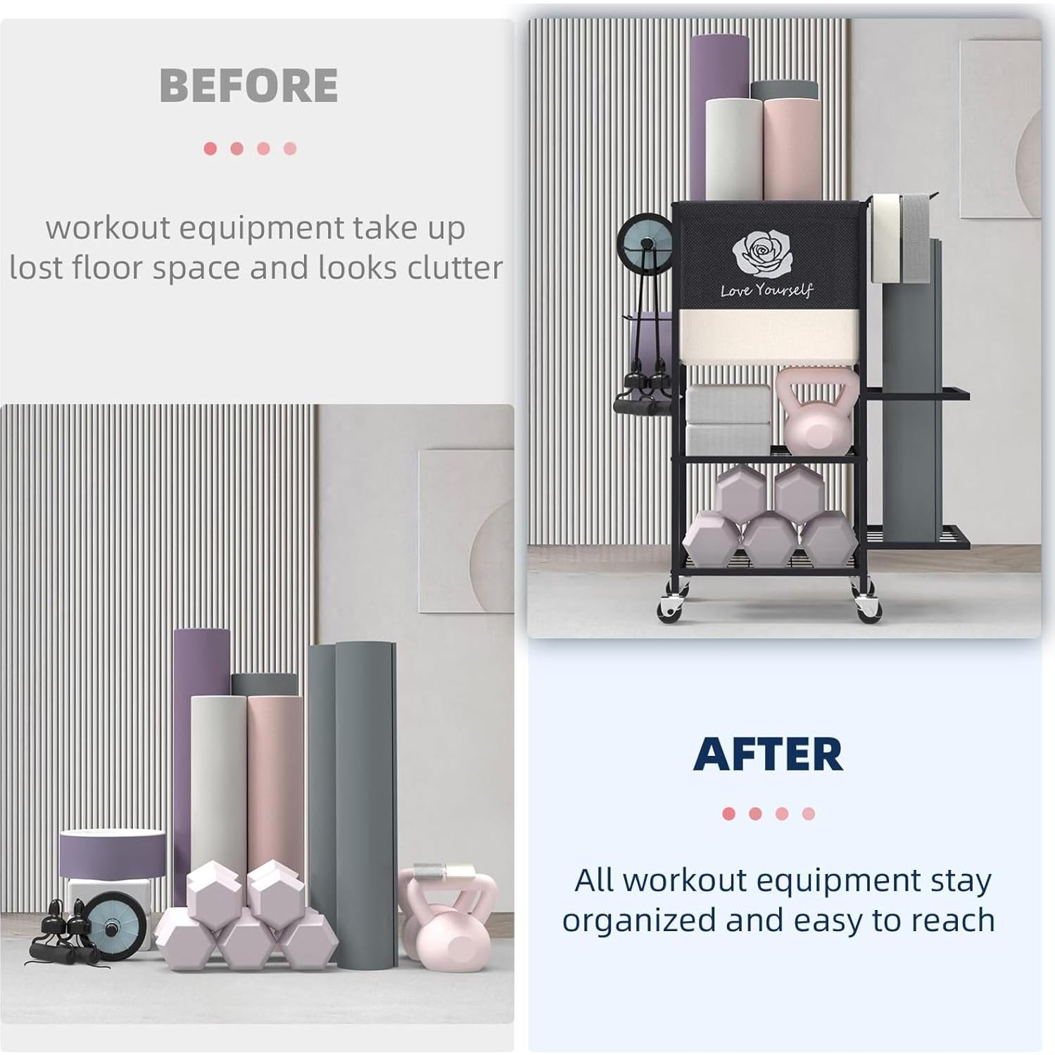 Estante para Mat de Yoga Lovind, Organizador de Gimnasio 2 Niveles