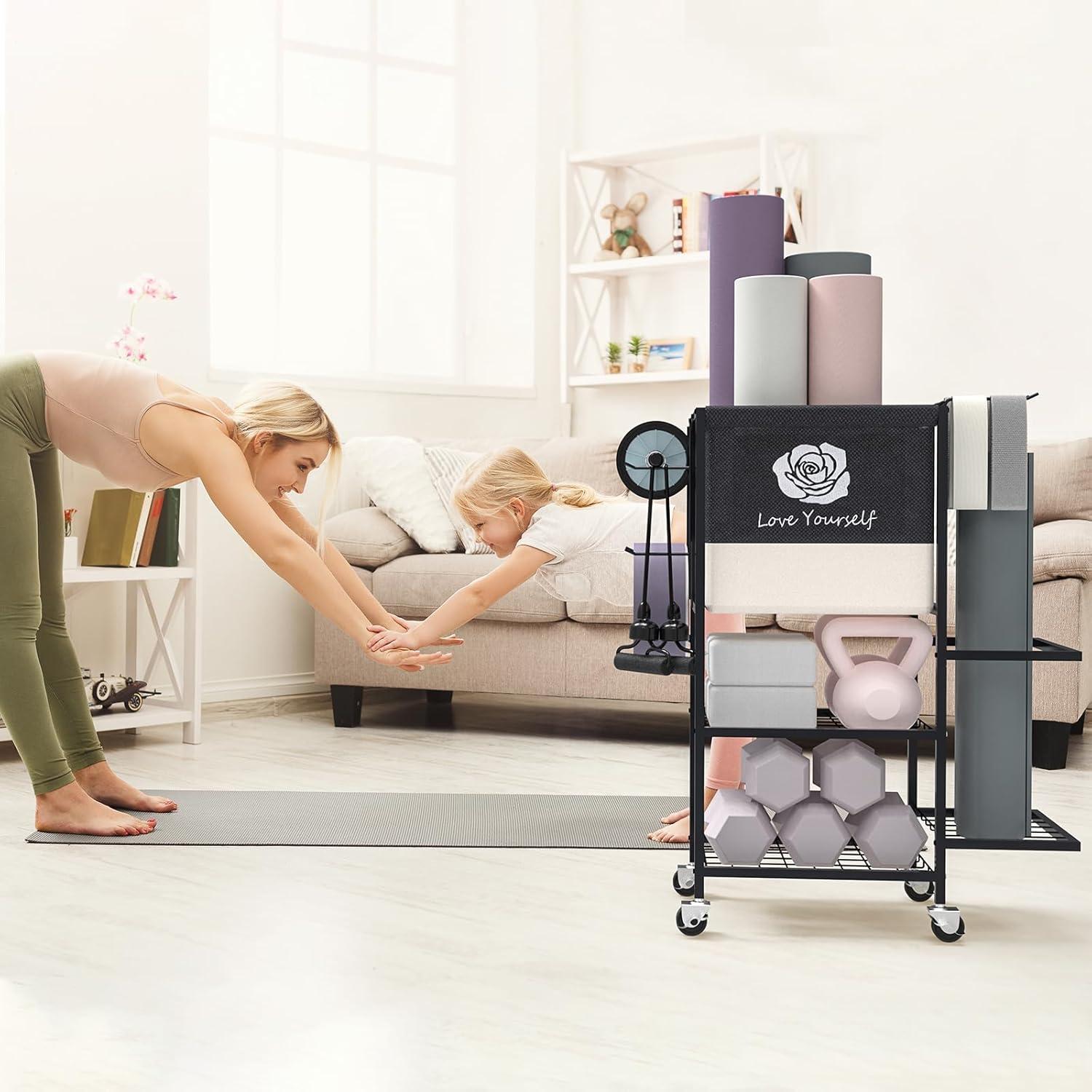 Estante para Mat de Yoga Lovind, Organizador de Gimnasio 2 Niveles