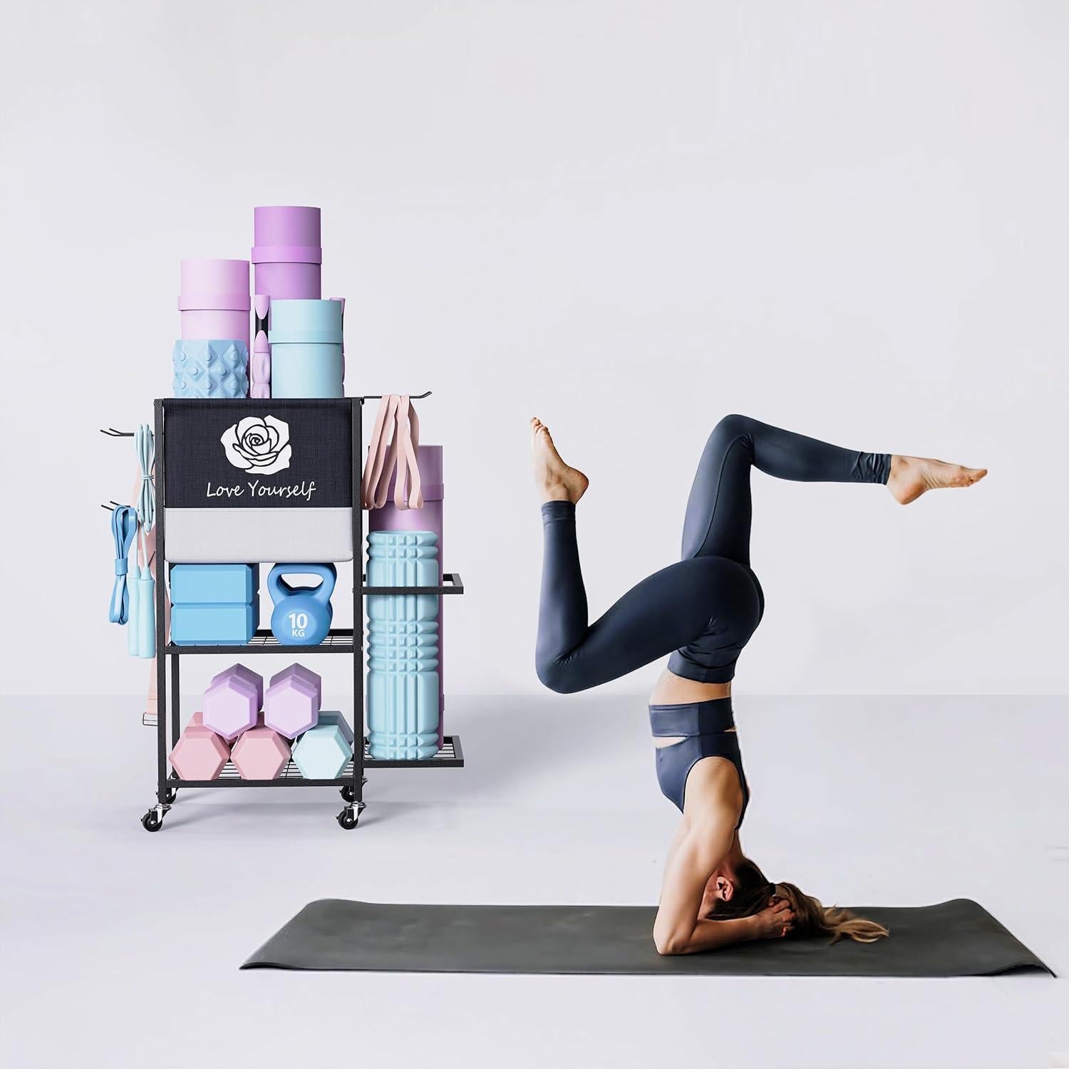 Estante para Mat de Yoga Lovind, Organizador de Gimnasio 2 Niveles