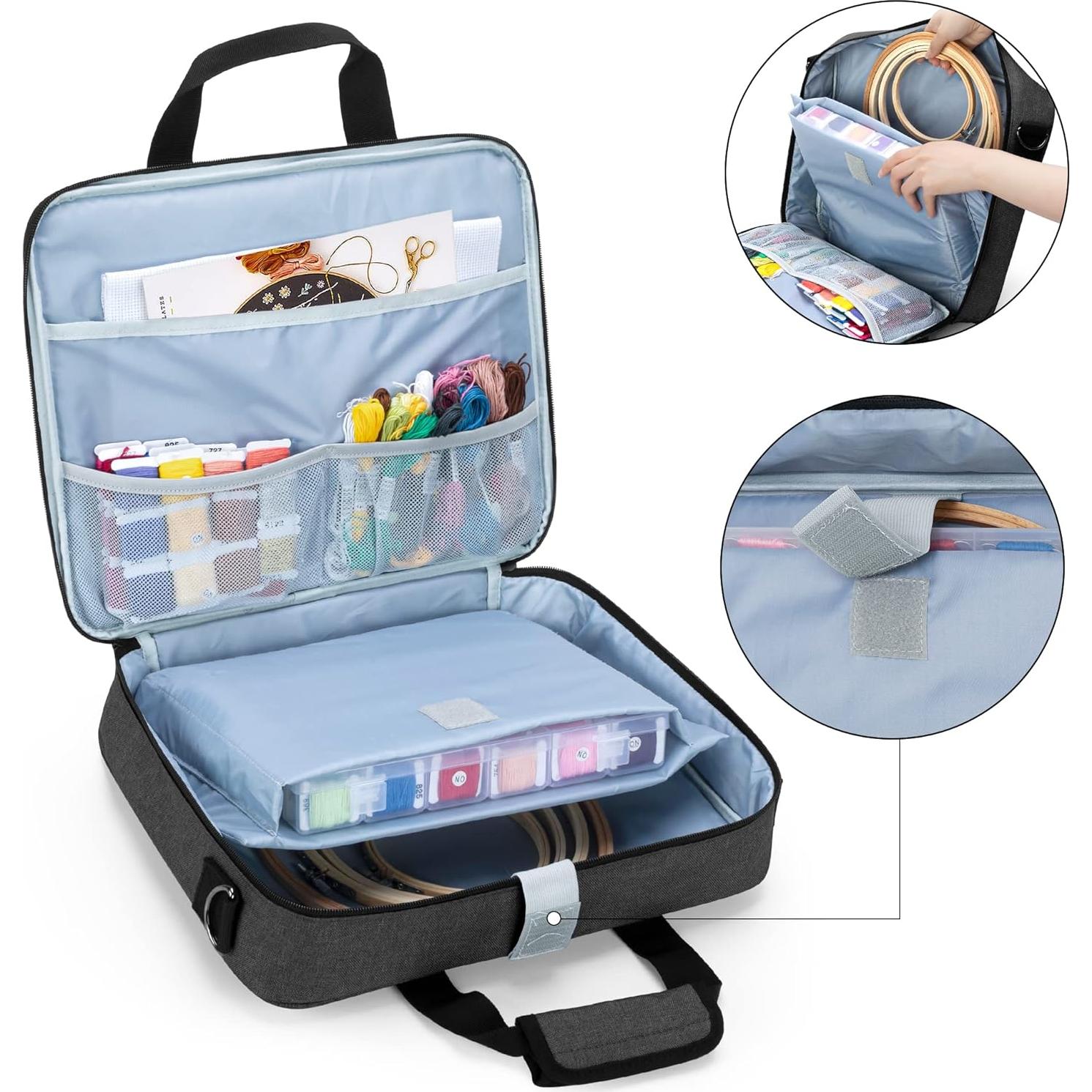 Bolsa de Proyecto de Bordado LUXJA Negra 38.7x7.6x31.8 cm