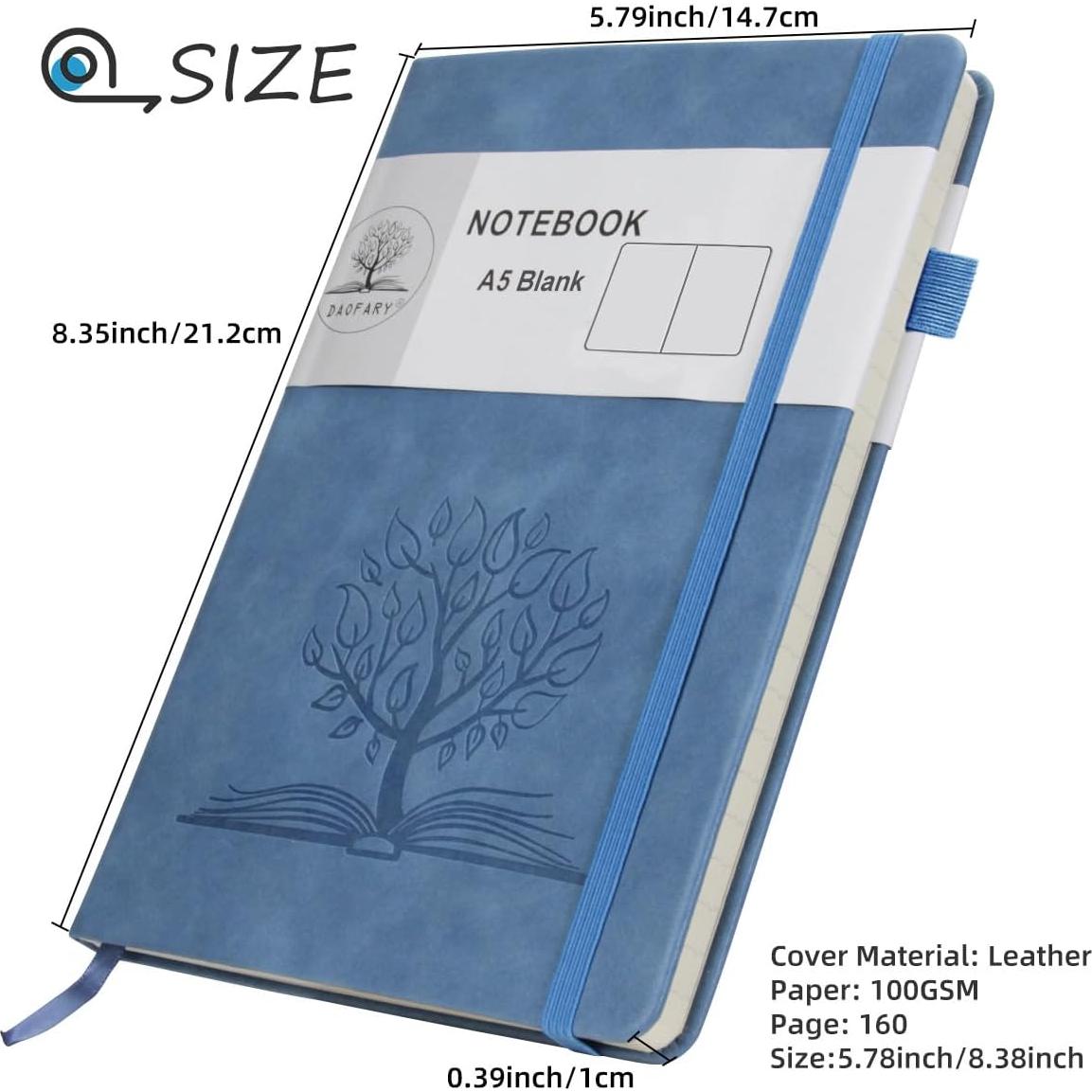 Cuaderno Diario Daofary A5 Cuero 160 Páginas Papel Grueso