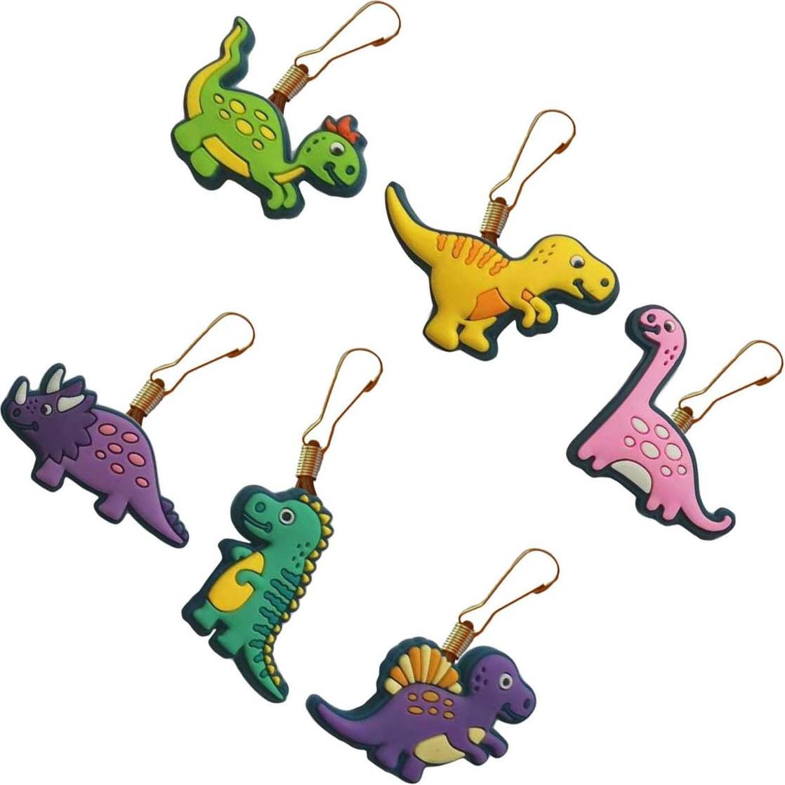Tiradores de Cremallera Avirgo Set de 6 Dinosaurios PVC