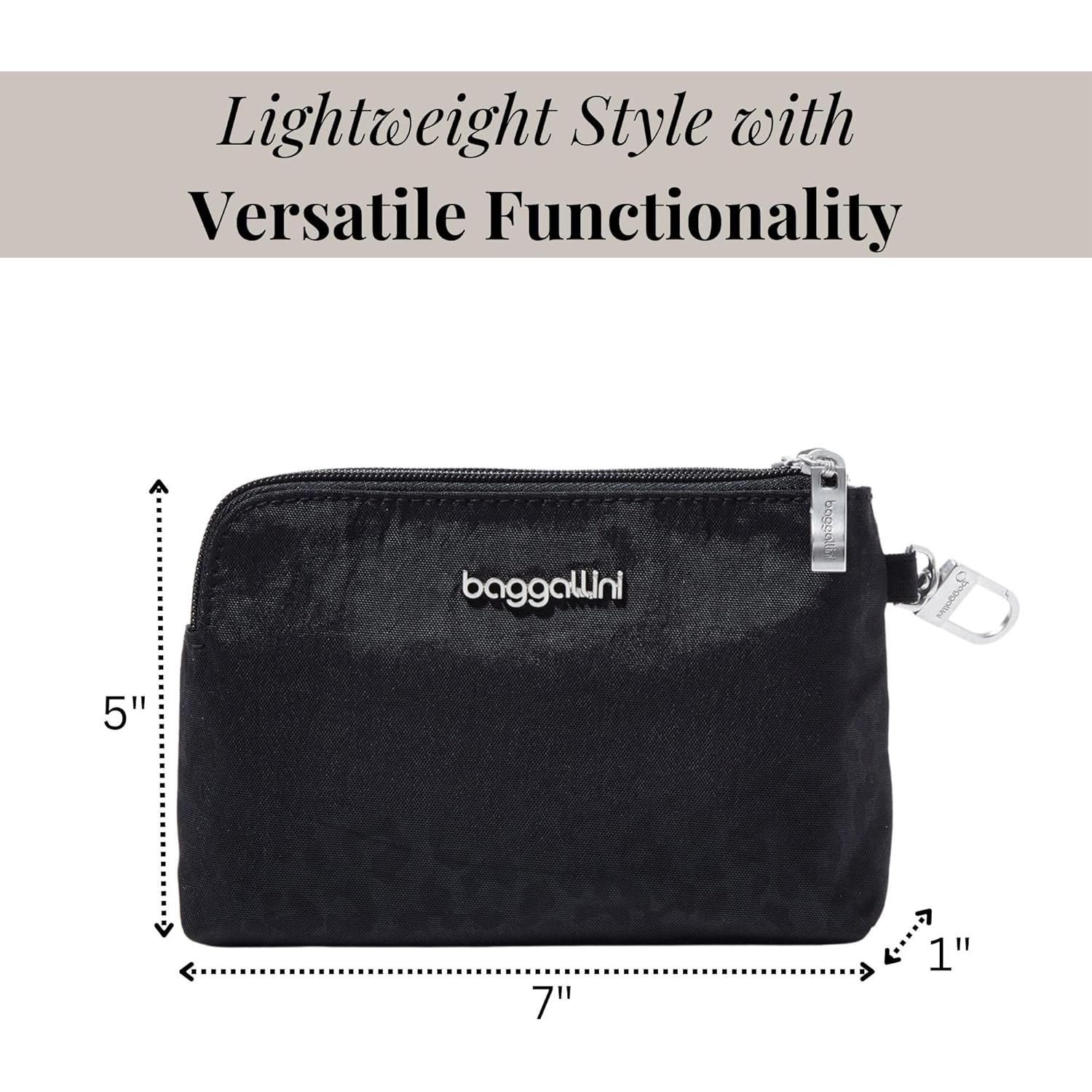 Baggallini Pouch RFID Desmontable para Mujeres - Leopardo Negro