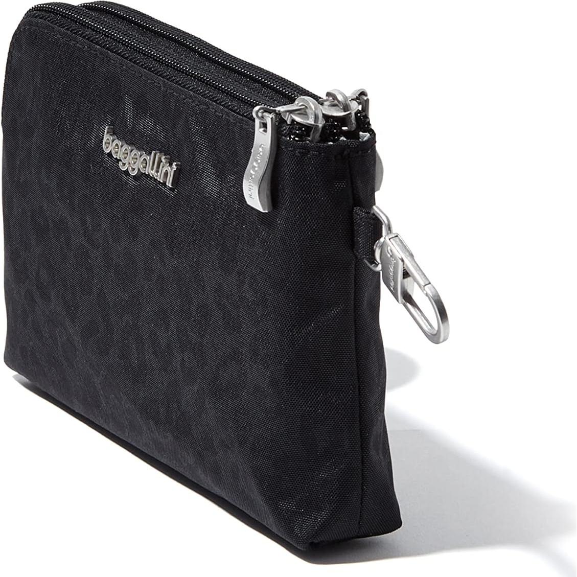 Baggallini Pouch RFID Desmontable para Mujeres - Leopardo Negro