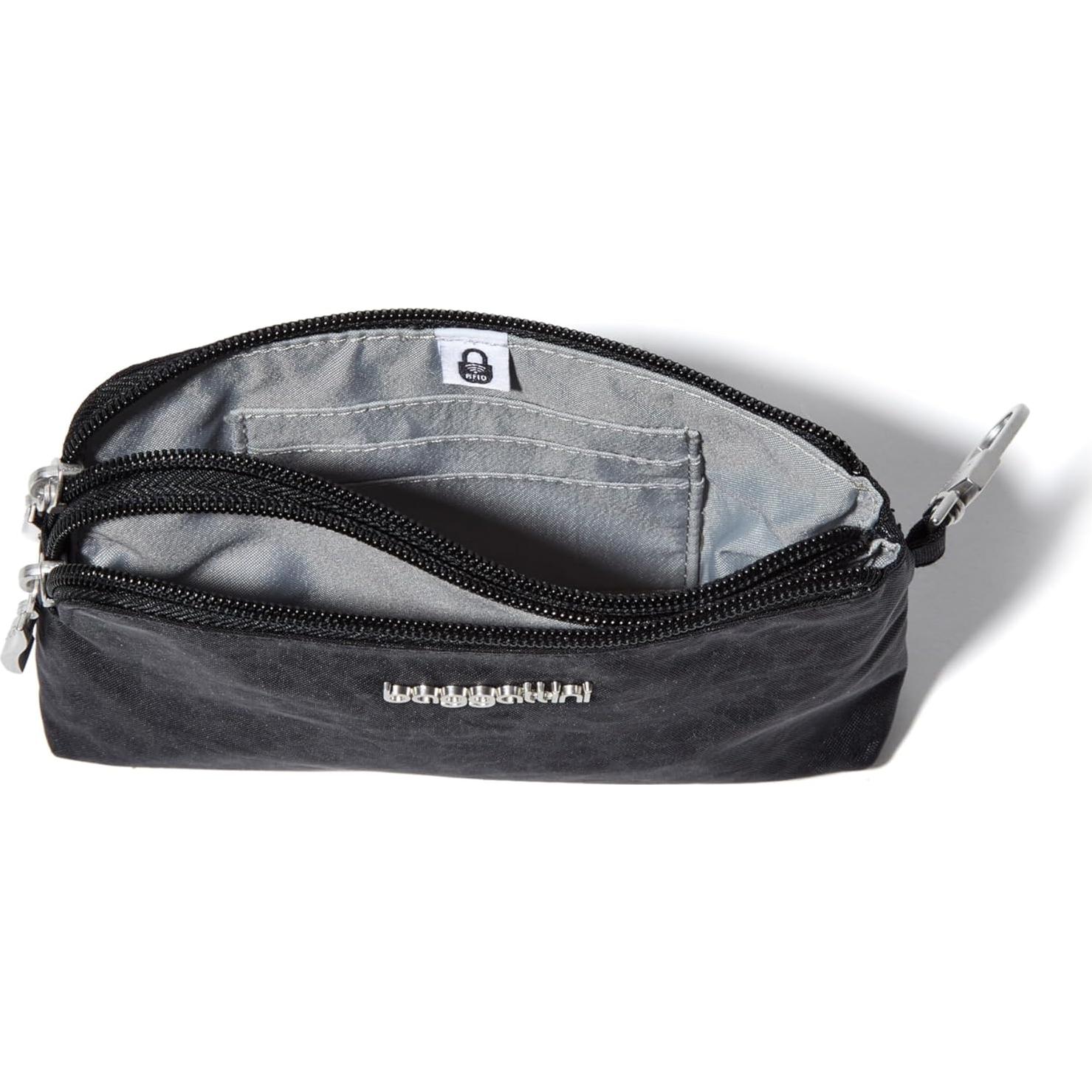 Baggallini Pouch RFID Desmontable para Mujeres - Leopardo Negro