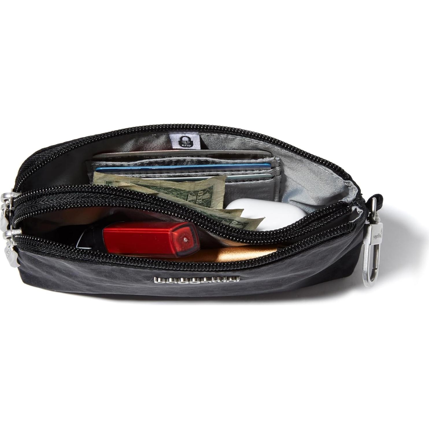 Baggallini Pouch RFID Desmontable para Mujeres - Leopardo Negro