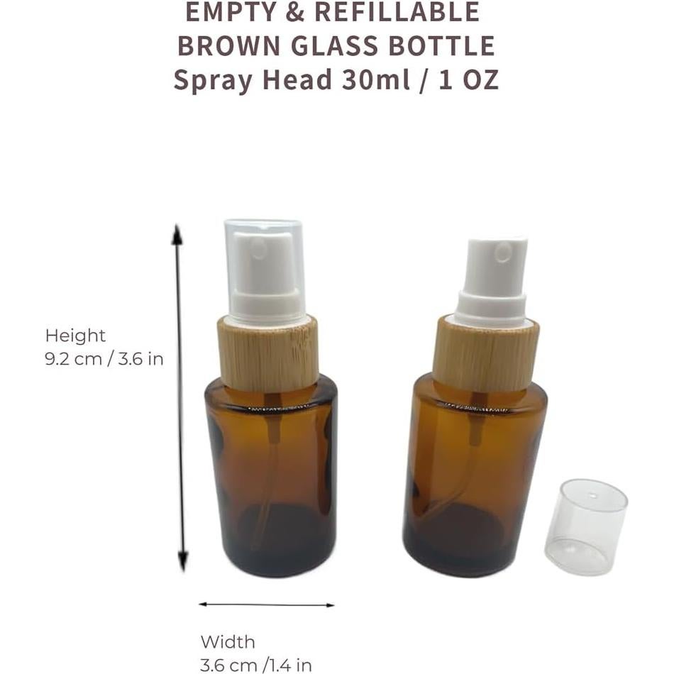 Botellas de Spray de Vidrio BEECO GIF2U 30ml 4 Pack Marrón Claro