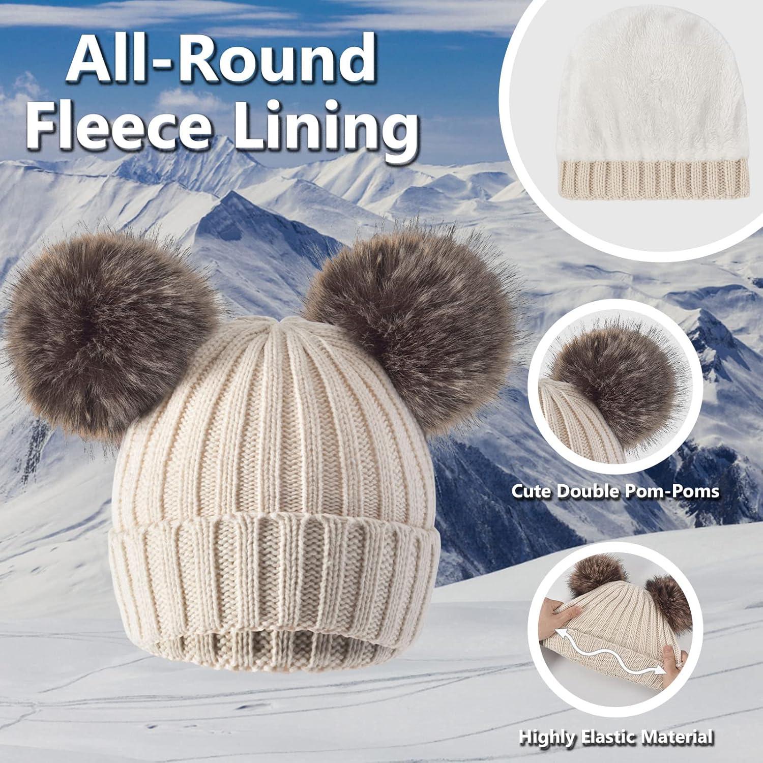 Conjunto de gorro, bufanda y guantes táctiles mujer beige