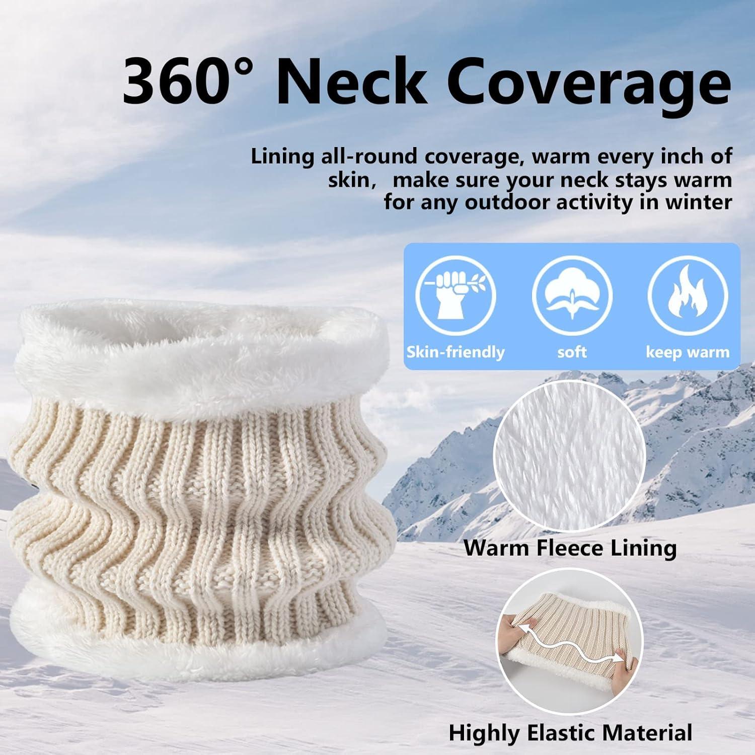 Conjunto de gorro, bufanda y guantes táctiles mujer beige