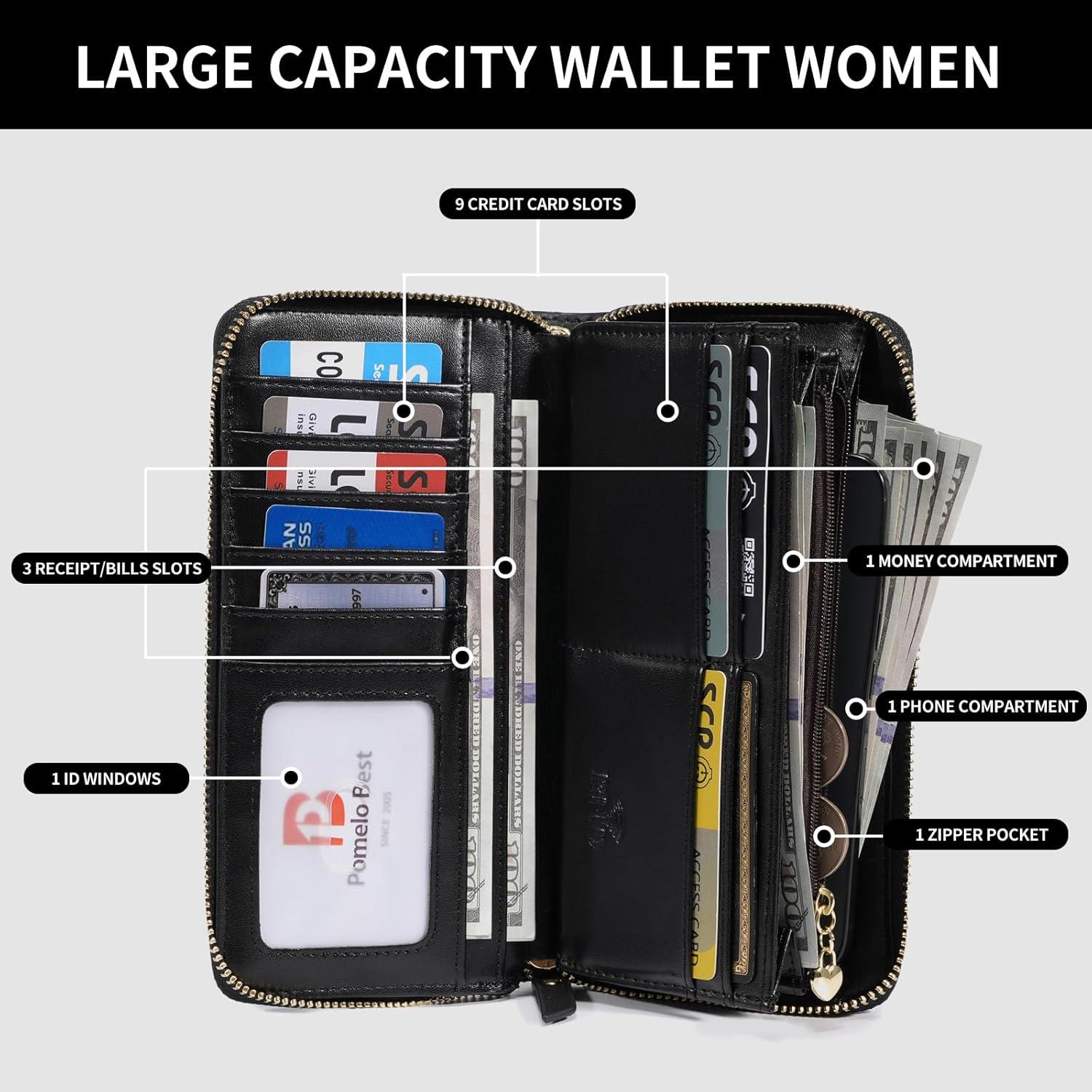 Cartera Pomelo Mejor para Mujeres con Bloqueo RFID - Negro