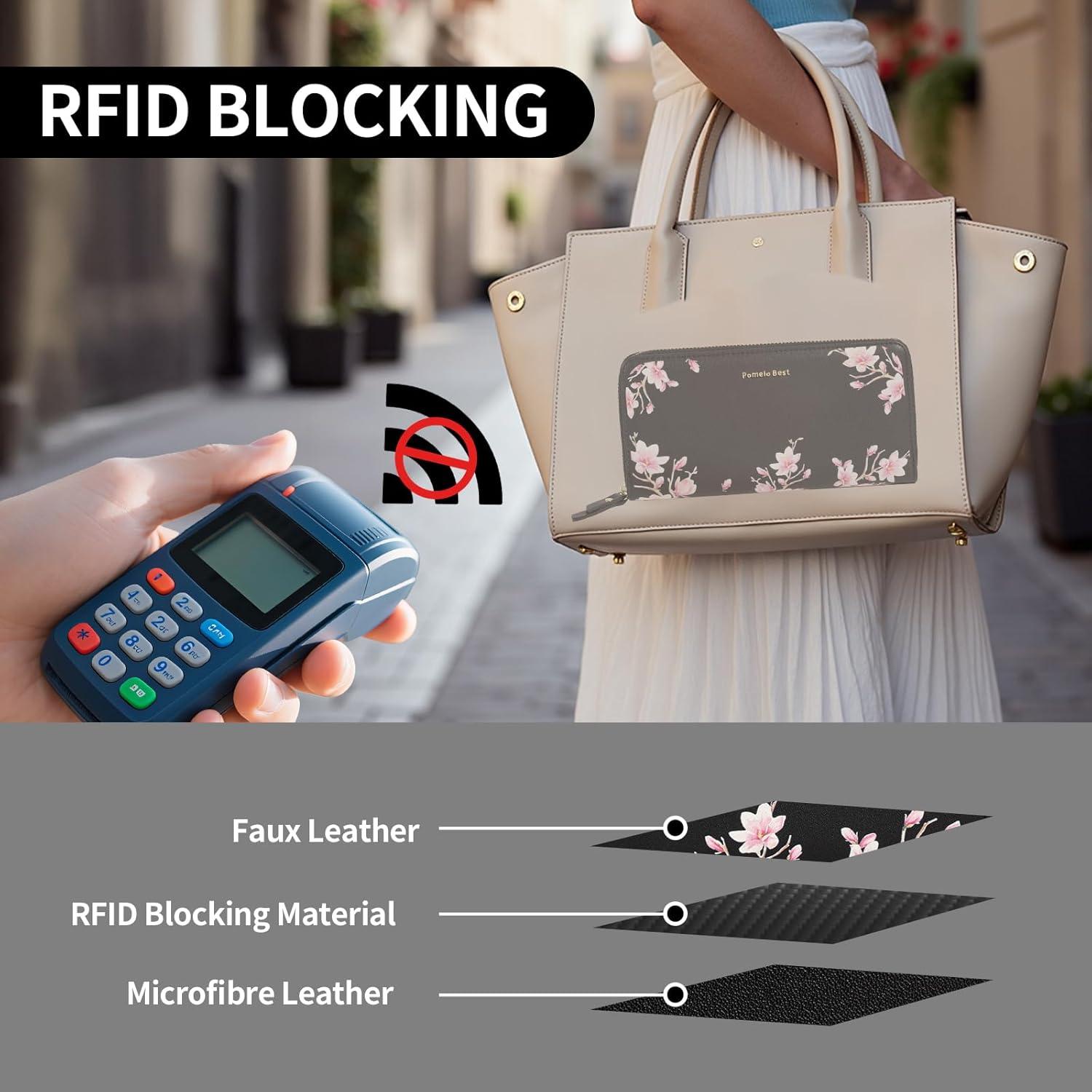 Cartera Pomelo Mejor para Mujeres con Bloqueo RFID - Negro