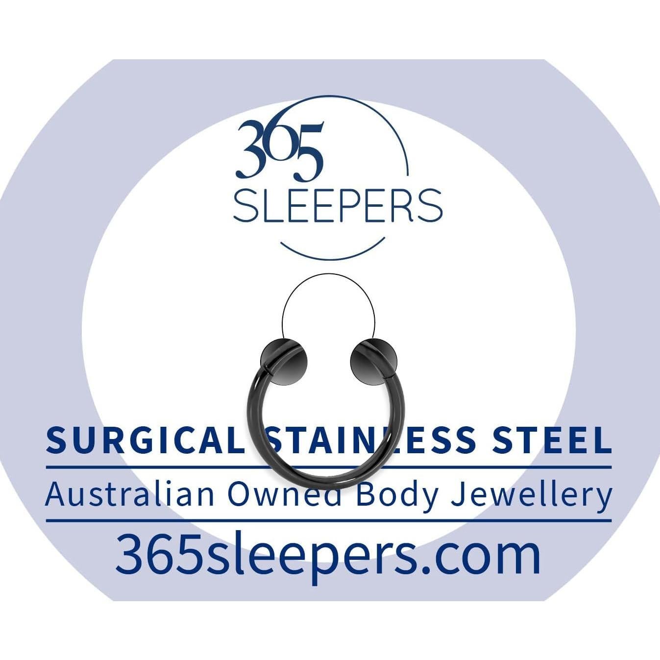 Anillo Nasal Hipoalergénico 365 Sleepers 2G 16mm Negro Acero 316L