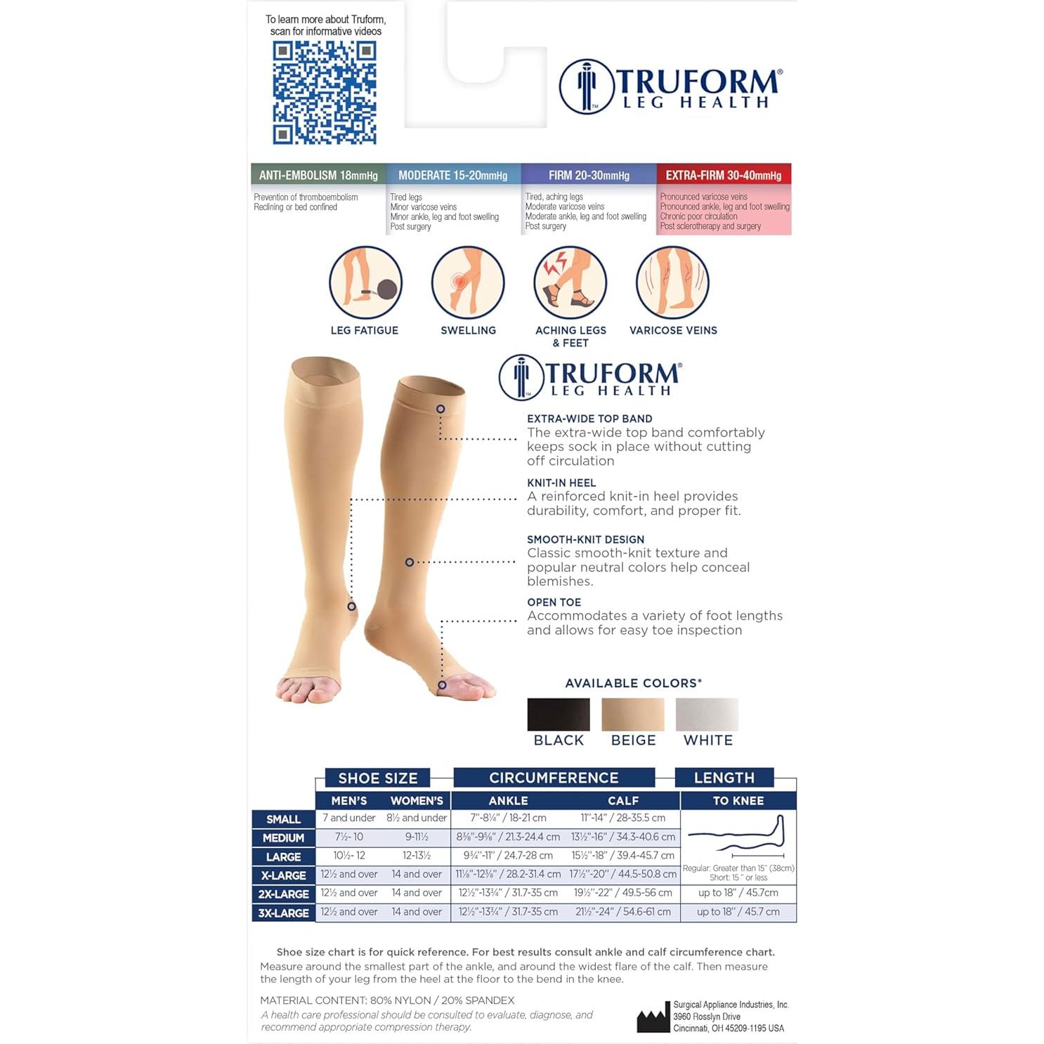 Medias de Compresión Truform 0845 30-40 mmHg Unisex Beige Pequeño