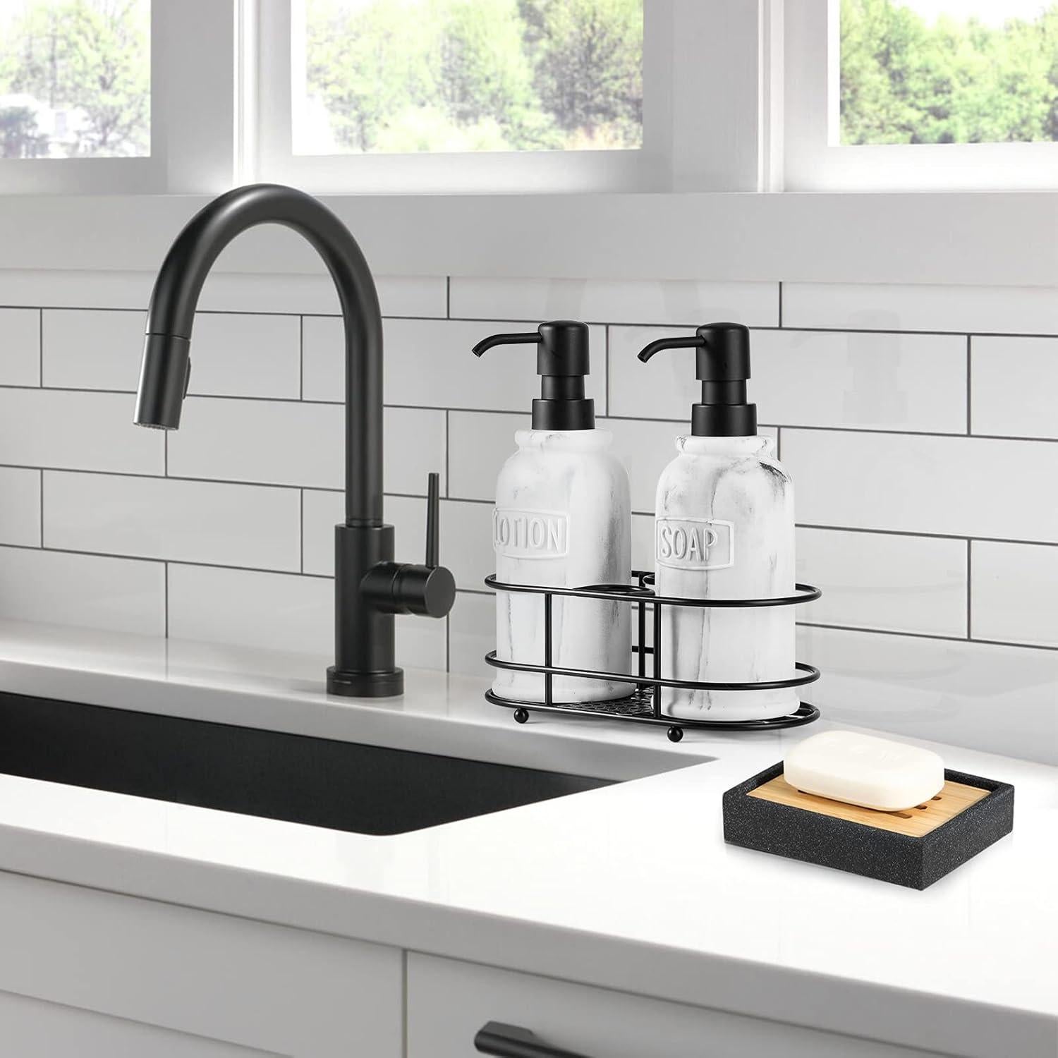 Plato de Jabón de Bambú Luxspire con Drenaje, Negro