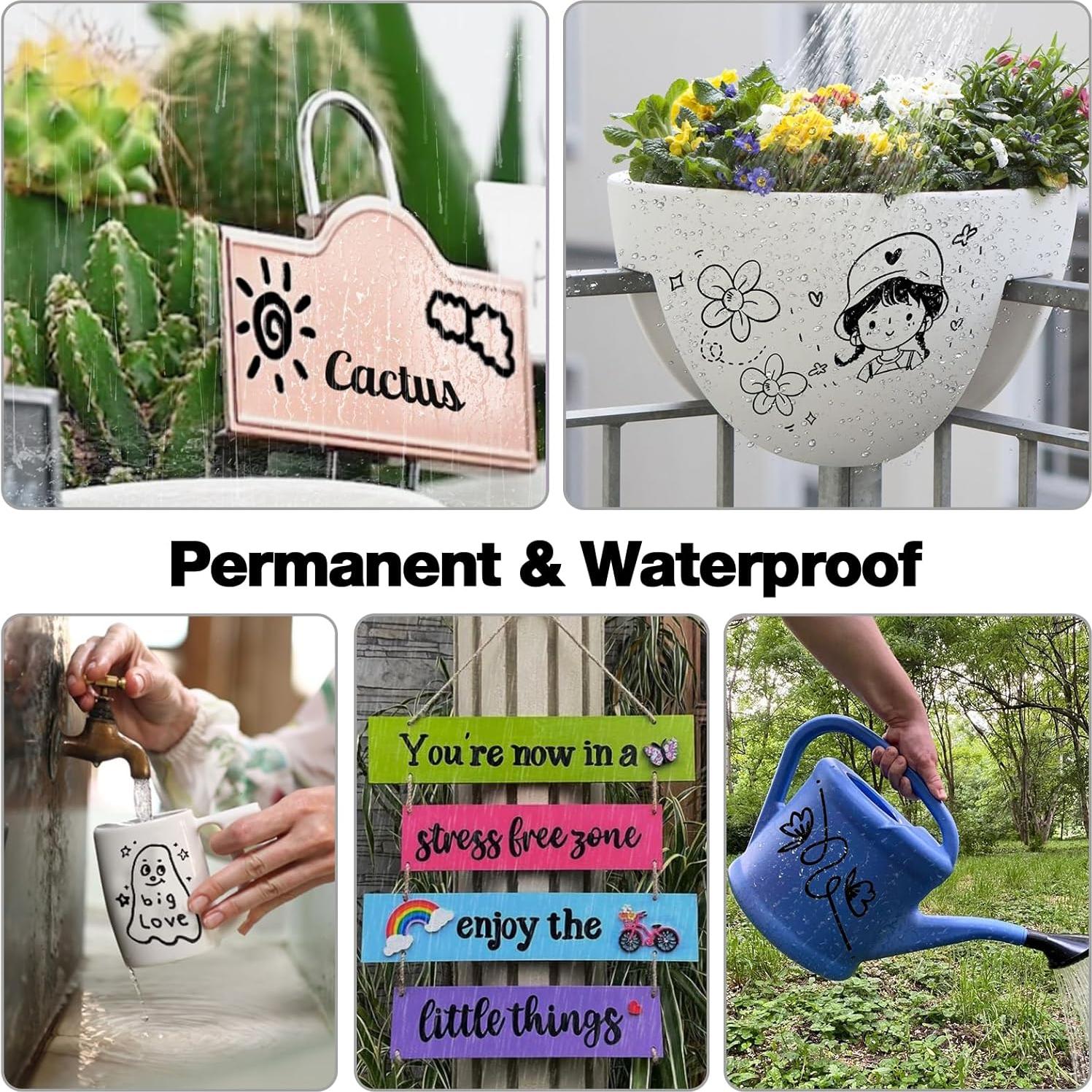 Marcadores Permanentes Negros DAPAWIN - 4 Unidades a Prueba de Agua