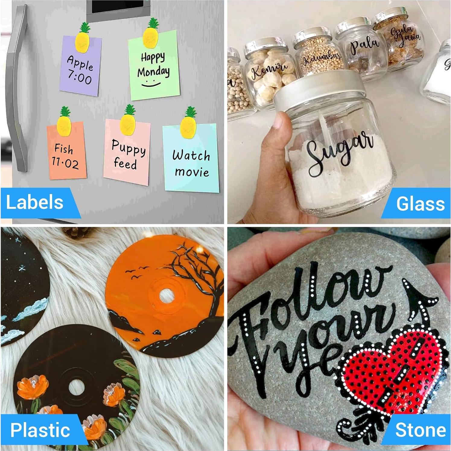 Marcadores Permanentes Negros DAPAWIN - 4 Unidades a Prueba de Agua