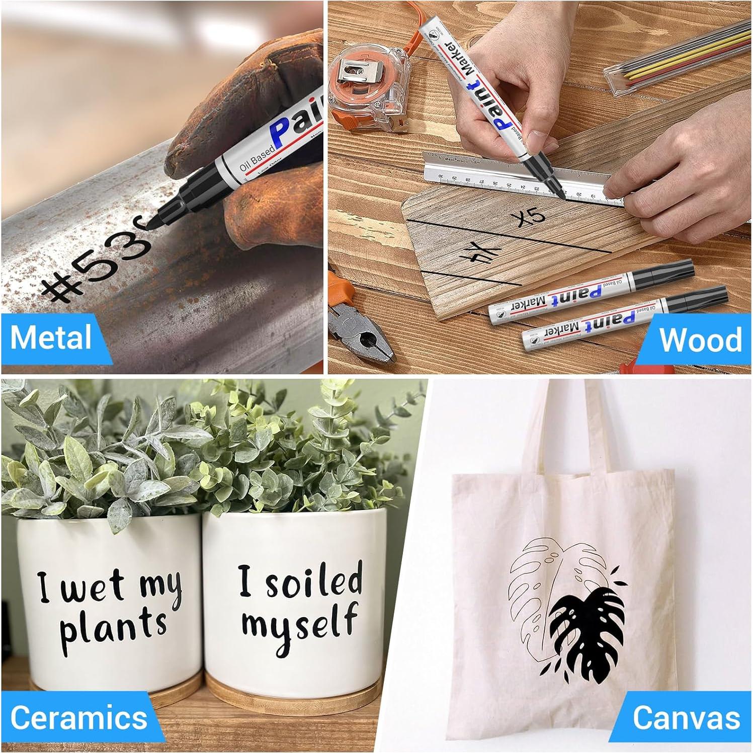 Marcadores Permanentes Negros DAPAWIN - 4 Unidades a Prueba de Agua