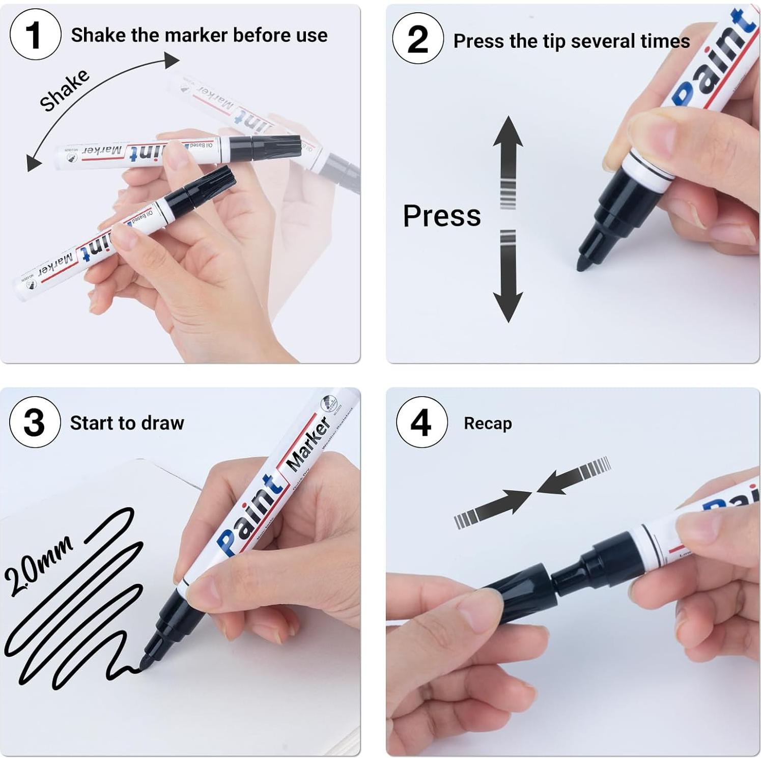 Marcadores Permanentes Negros DAPAWIN - 4 Unidades a Prueba de Agua