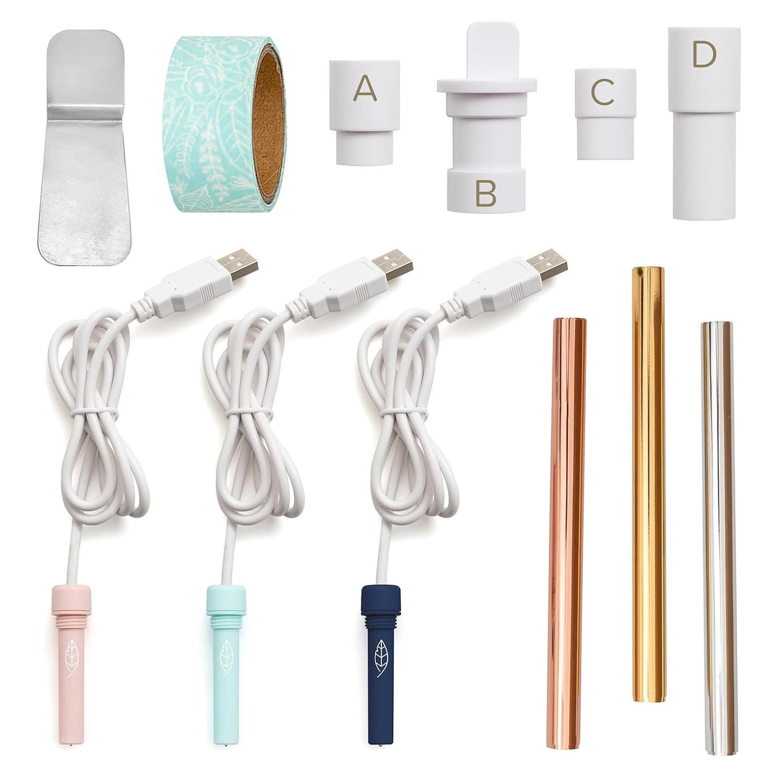 Kit de Inicio Foil Quill We R Memory Keepers - 3 Plumas, 4 Adaptadores, 3 Rollos de Foil