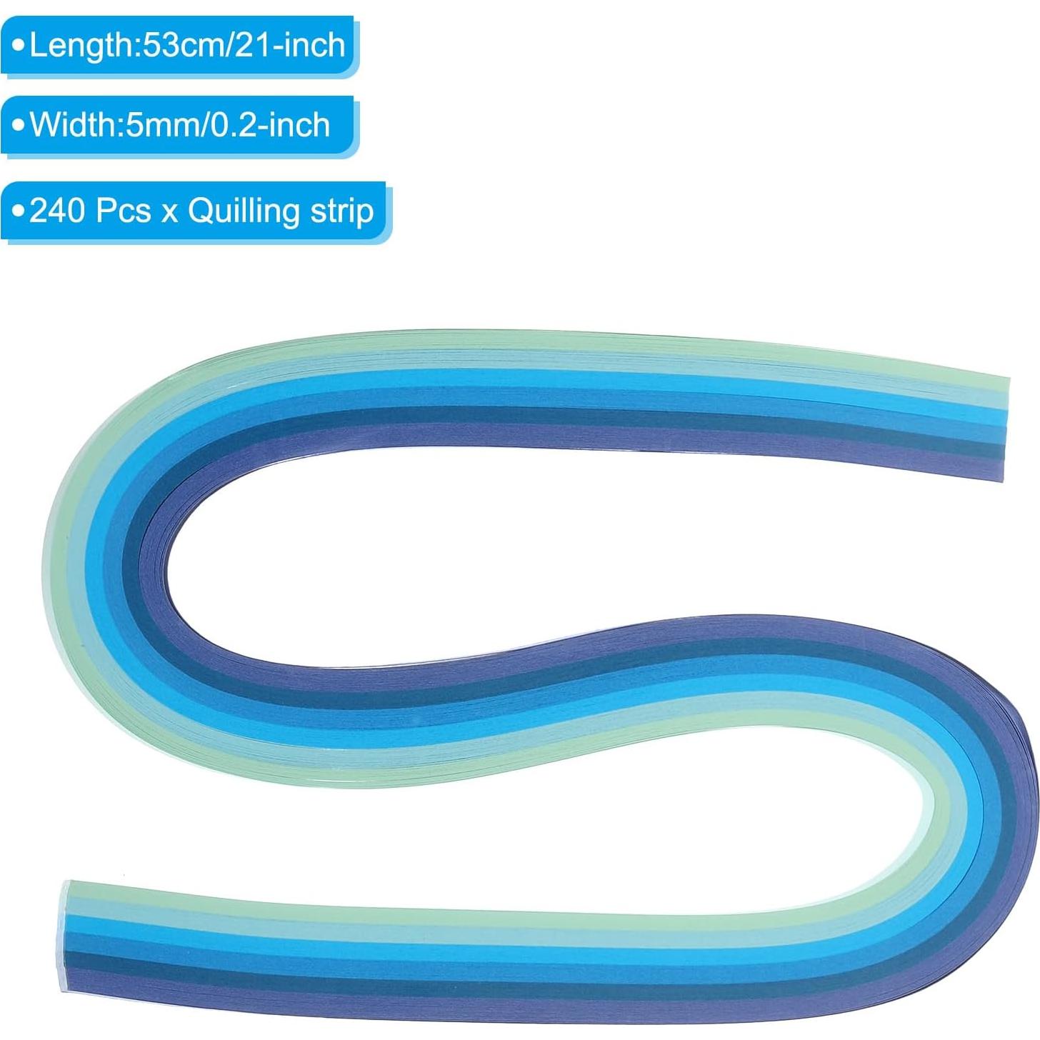 Tiras de Quilling PATIKIL 240pcs Papel 5mm Azul 53cm DIY