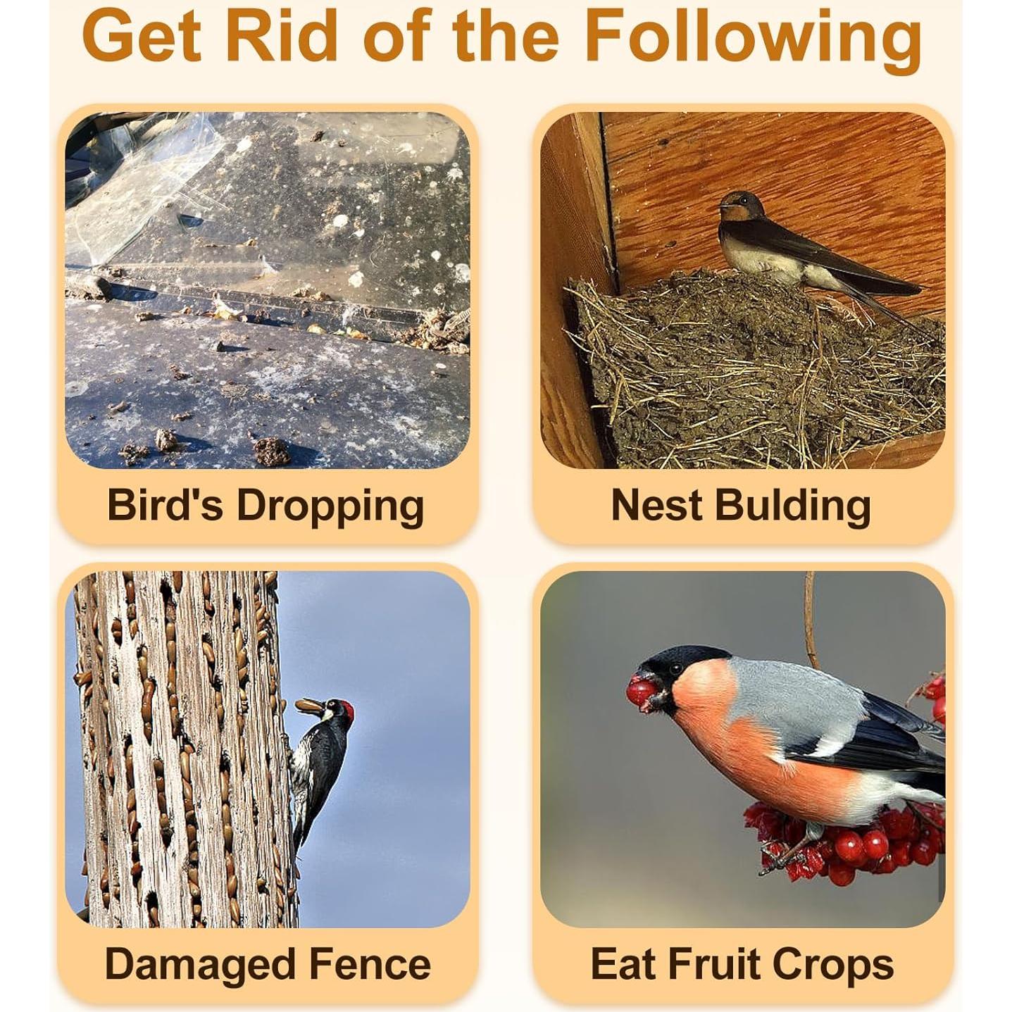 Disuasor de Búho Kungfu Mall - 3 Decoraciones Colgantes Reflectantes