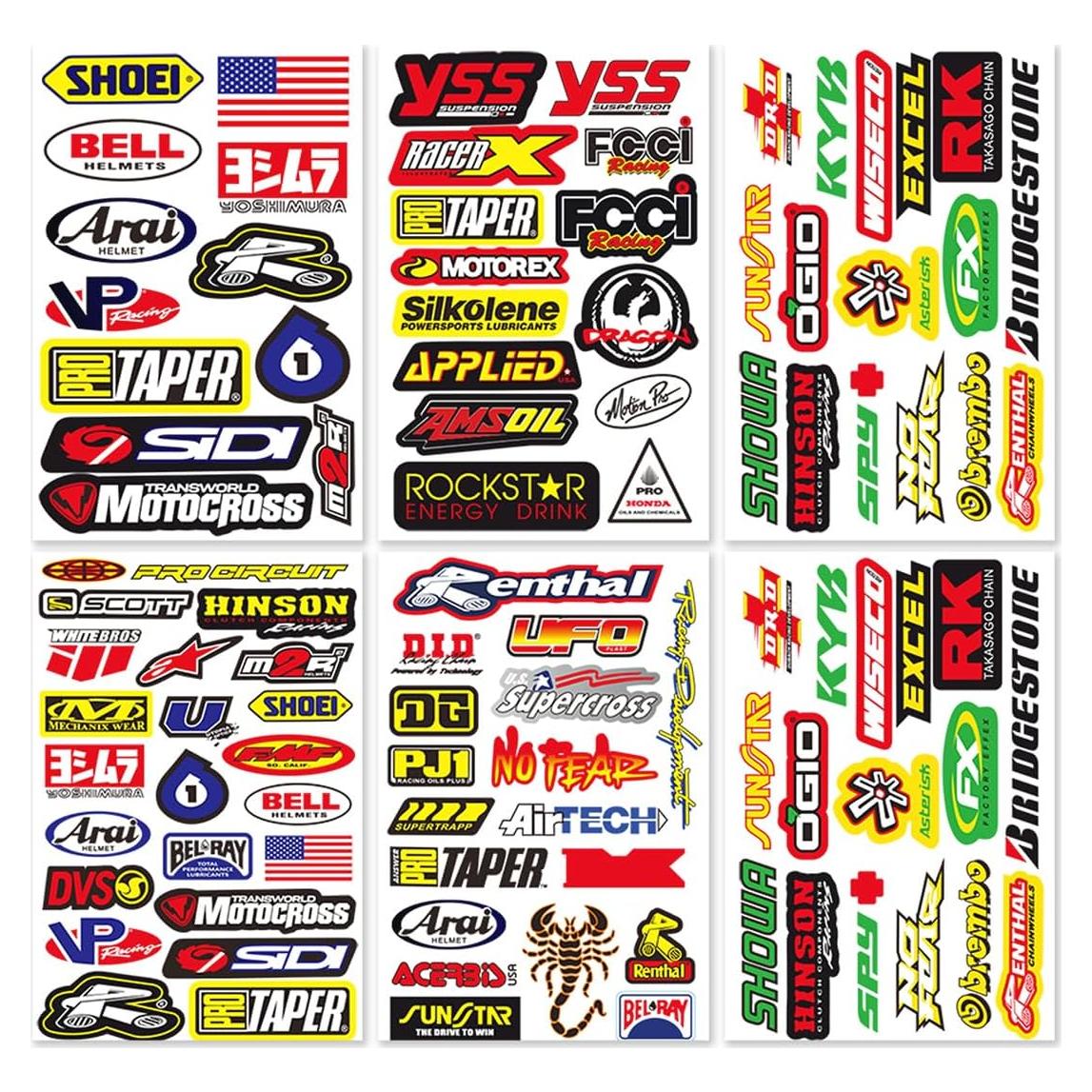 Calcomanías de Vinilo DmStore para Motocross - 6 Hojas 17.5x26.5 cm