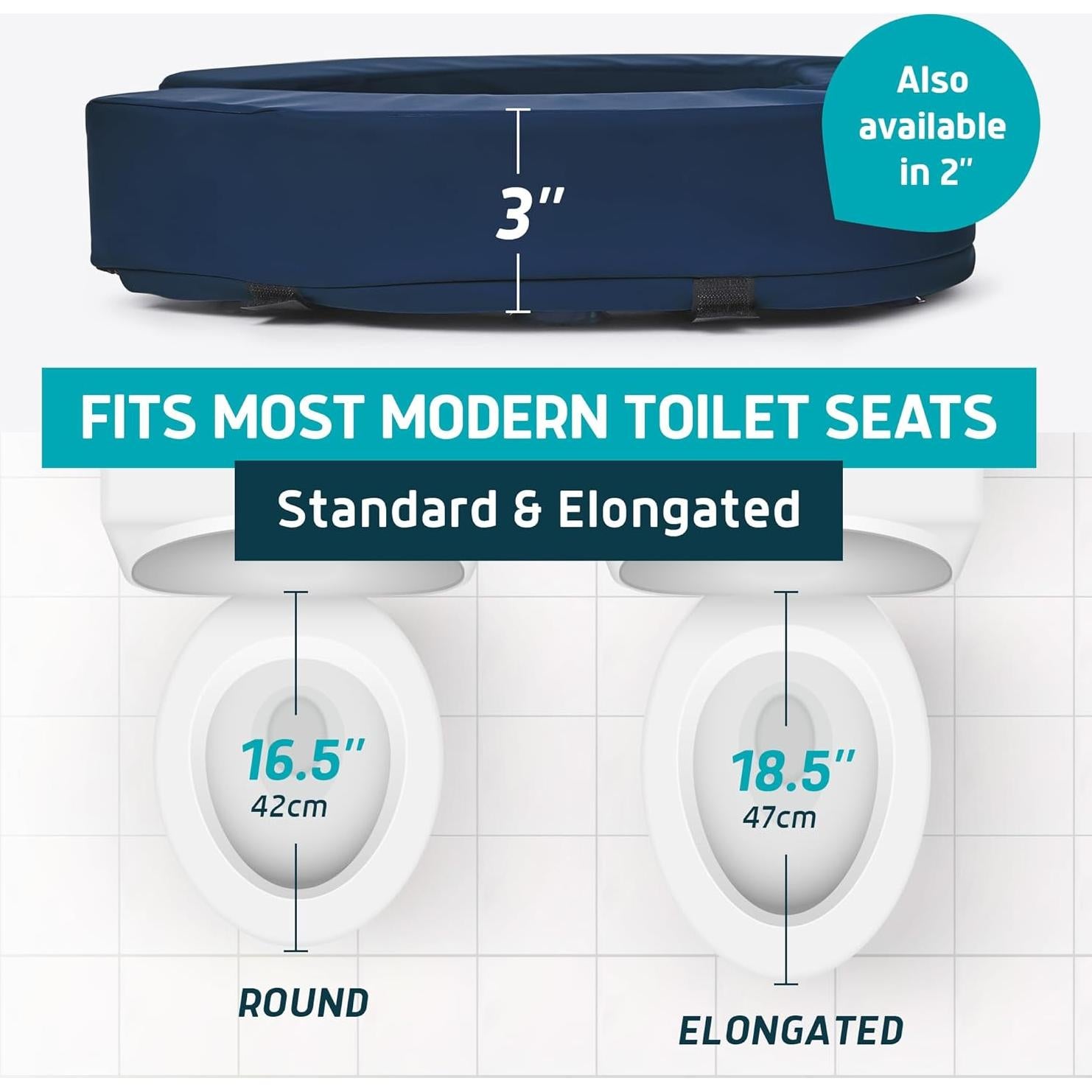 Elevador de Asiento de Inodoro Lunderg 7.62 cm Azul - Espuma Firme