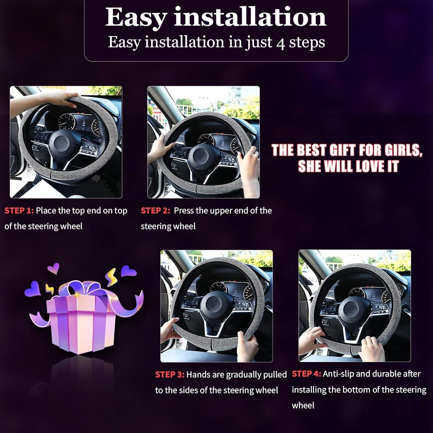 Cubierta de Volante Ziciner con Rhinestones Brillantes 38cm