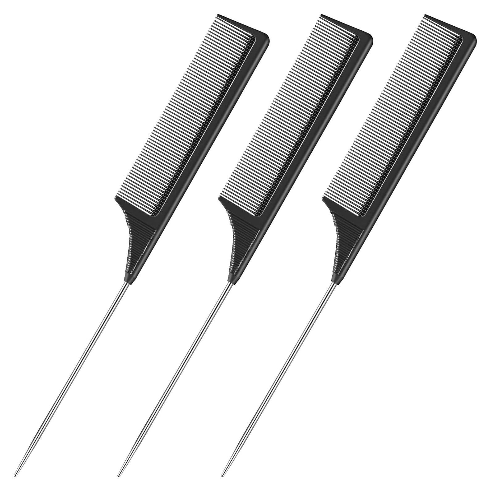 3 Peines de Cola de Rata Leinuosen de Acero Inoxidable Negro