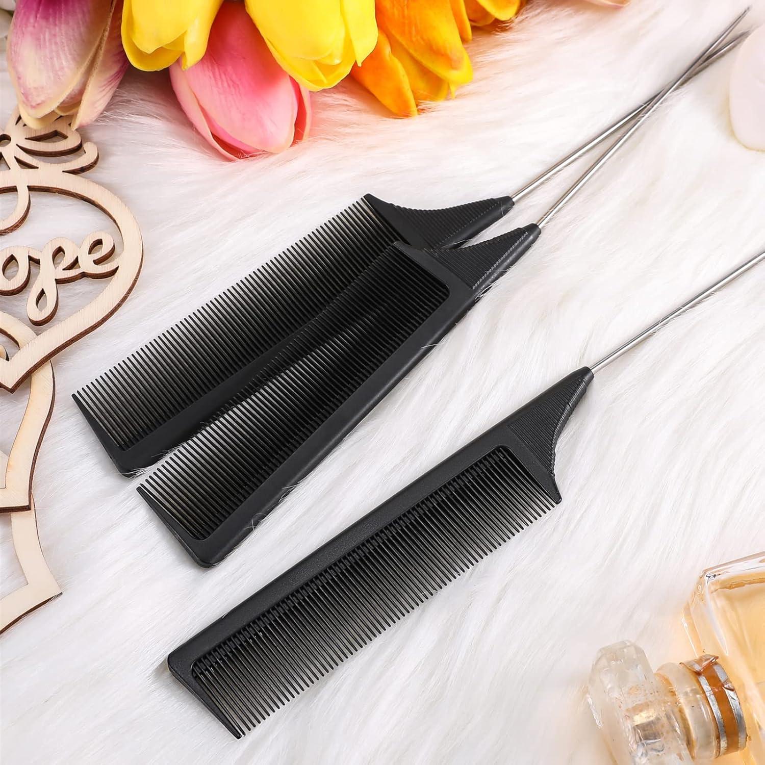 3 Peines de Cola de Rata Leinuosen de Acero Inoxidable Negro