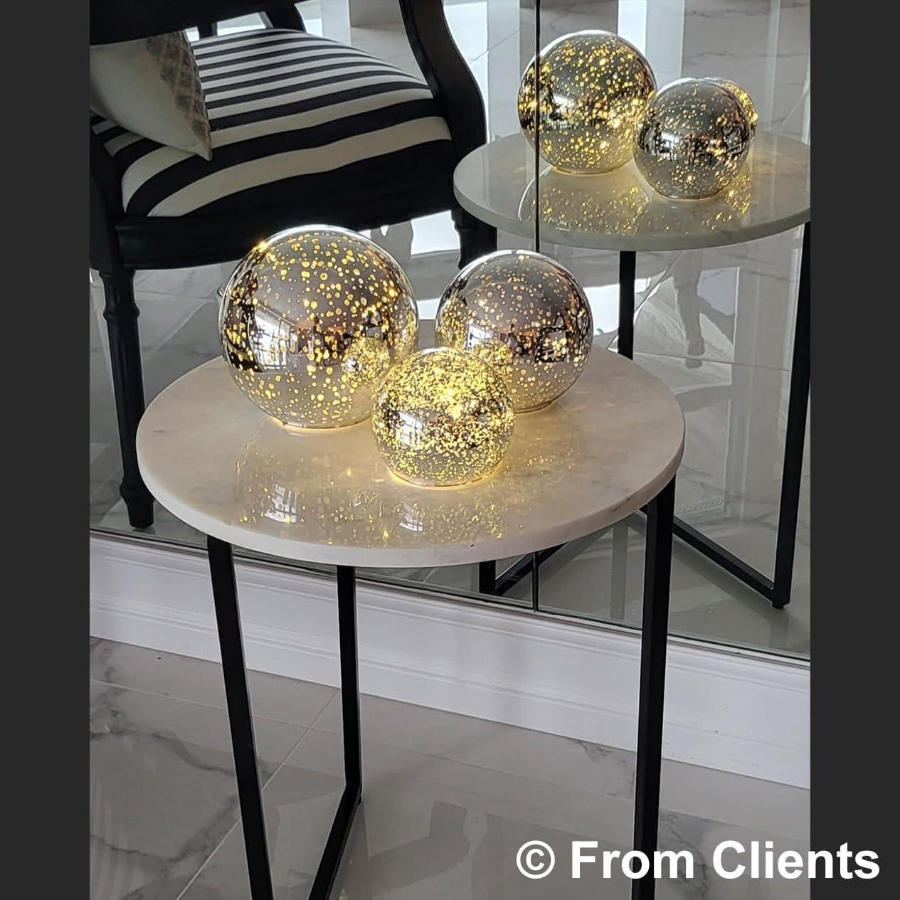 Lámpara de Mesa LED Inalámbrica Kaowod 10.16 cm Esfera Plateada