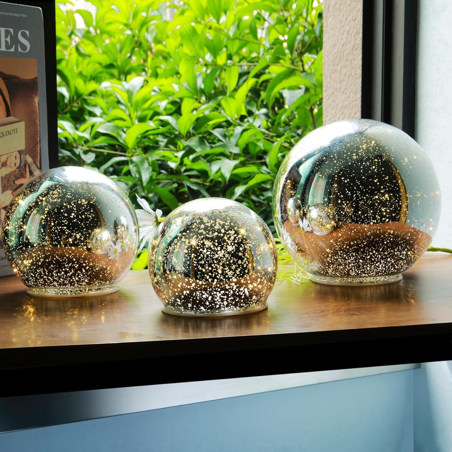 Lámpara de Mesa LED Inalámbrica Kaowod 10.16 cm Esfera Plateada