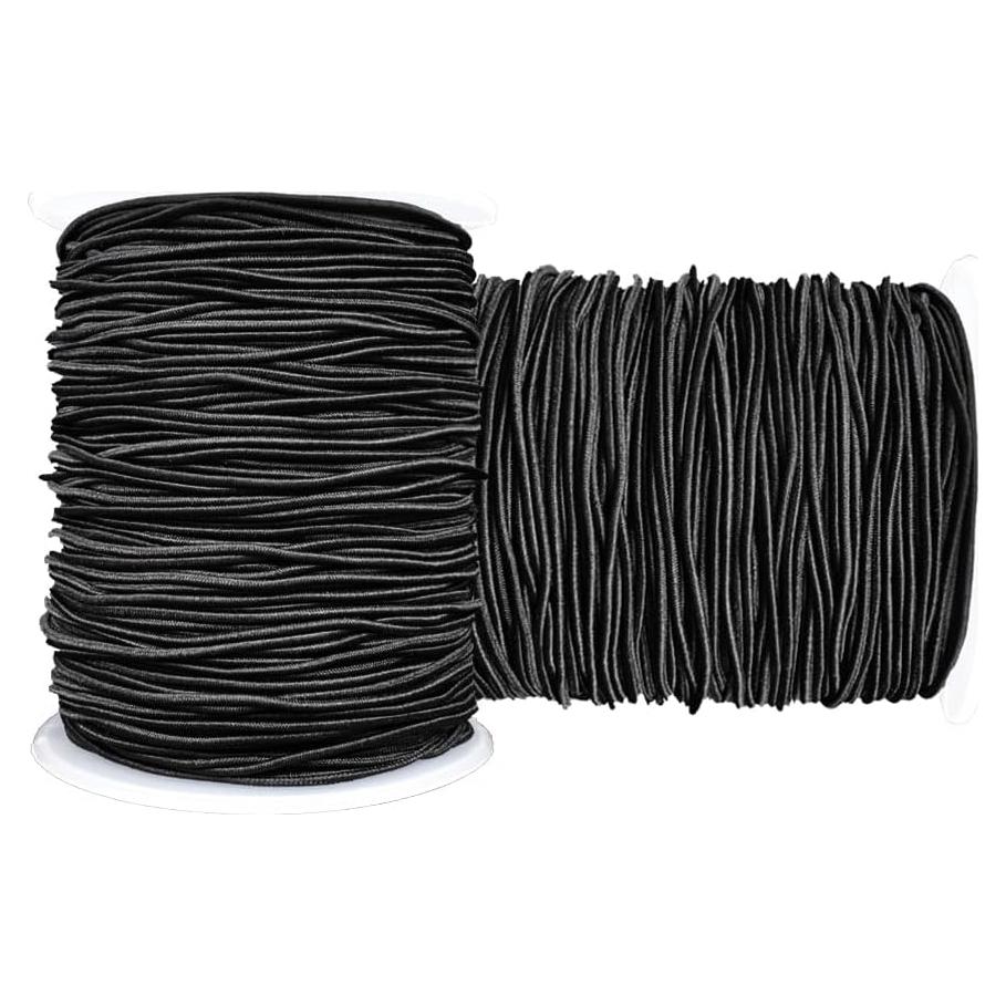 Cuerda Elástica Negra 1 mm LUSTEMBER - 2 Rollos 50 m para Joyería