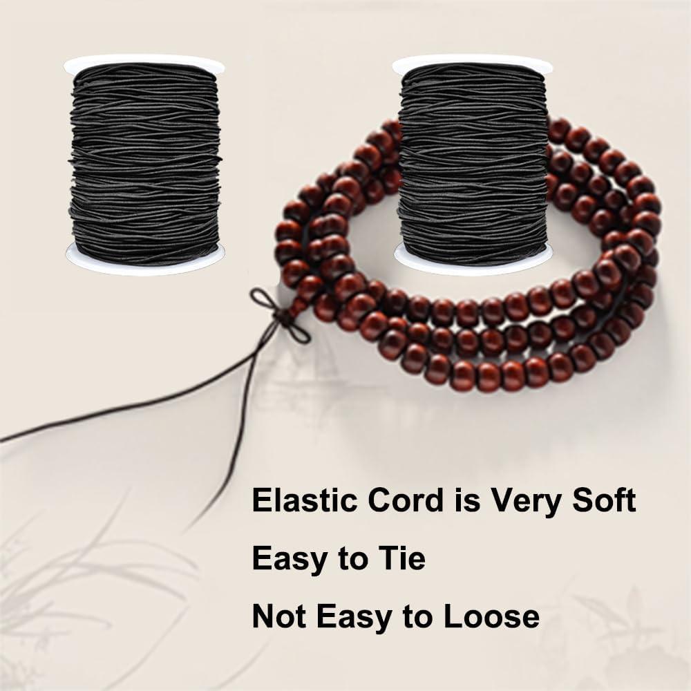 Cuerda Elástica Negra 1 mm LUSTEMBER - 2 Rollos 50 m para Joyería