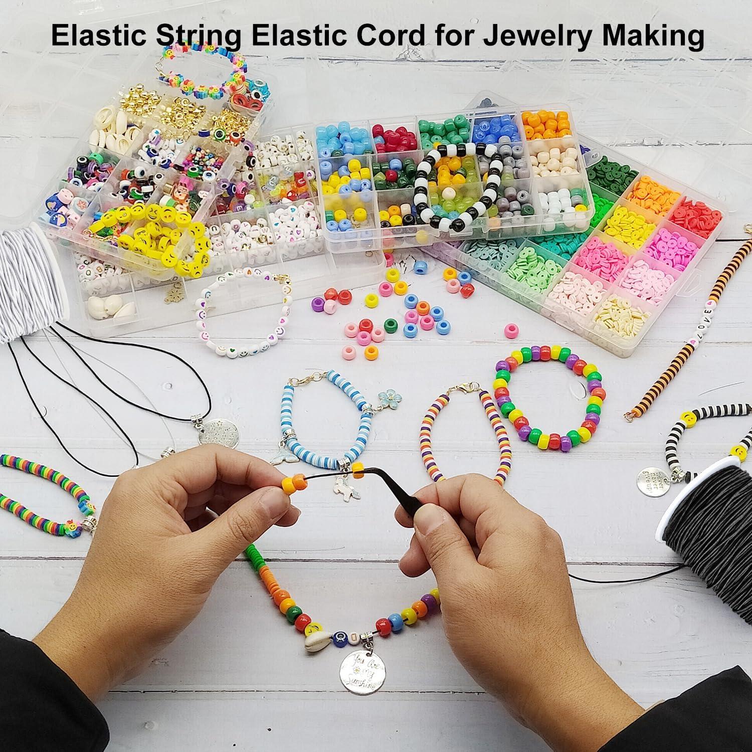 Cuerda Elástica Negra 1 mm LUSTEMBER - 2 Rollos 50 m para Joyería