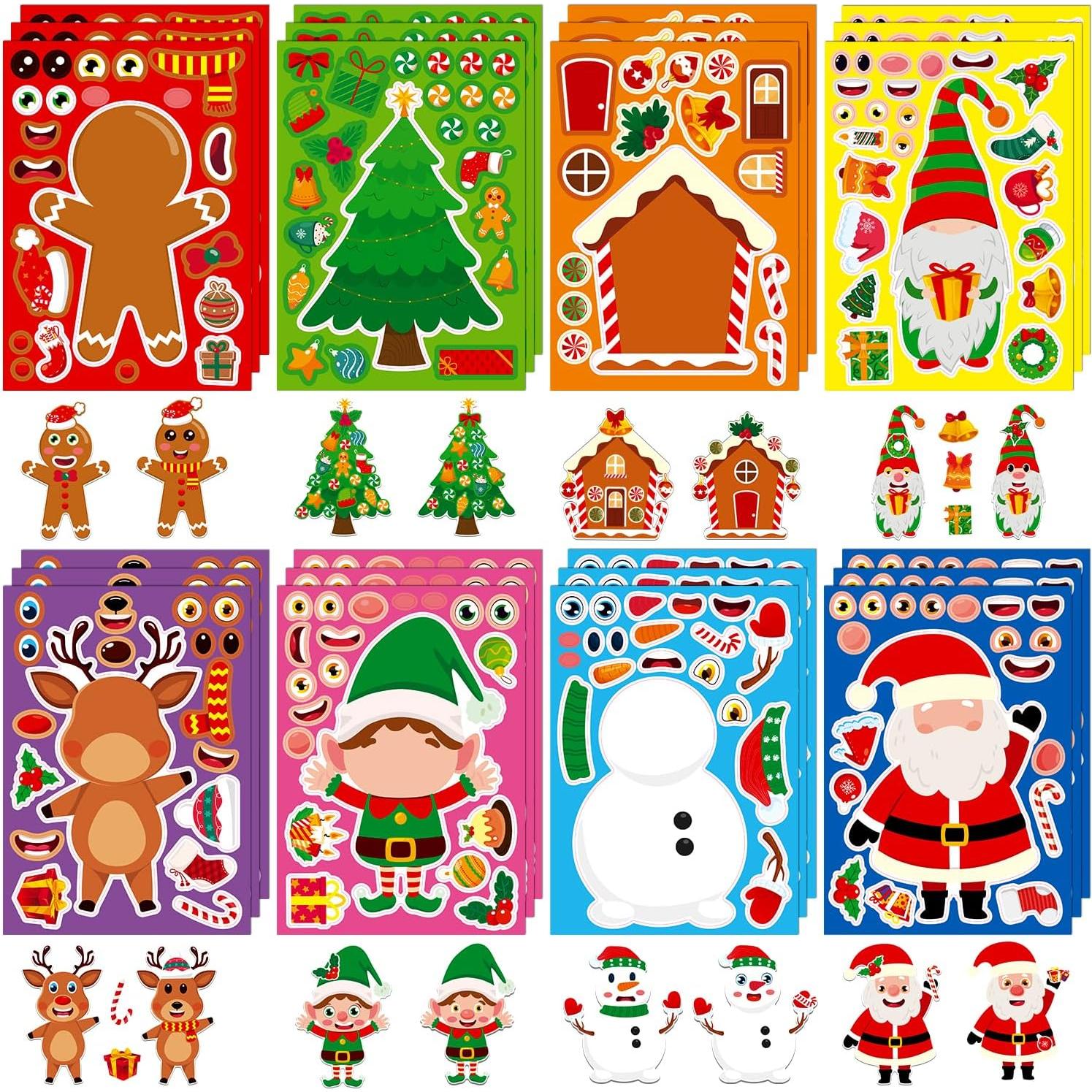 Christmas Stickers, Toddlers Stocking Stuffers for Kids, DIY Christmas Crafts for Kids Party Favors Supplies, Party Activity Games Classroom Decorations Gifts