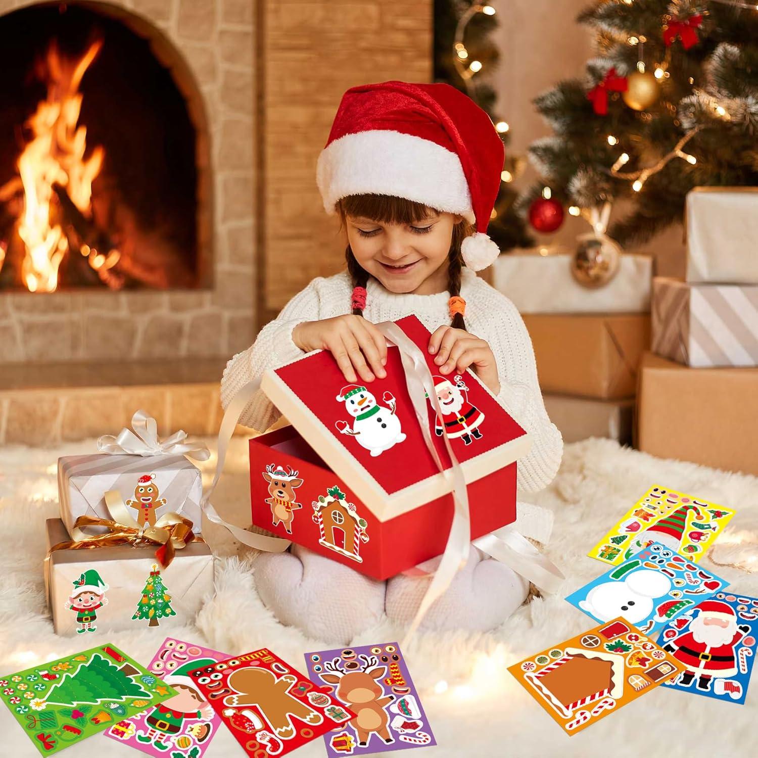 Christmas Stickers, Toddlers Stocking Stuffers for Kids, DIY Christmas Crafts for Kids Party Favors Supplies, Party Activity Games Classroom Decorations Gifts