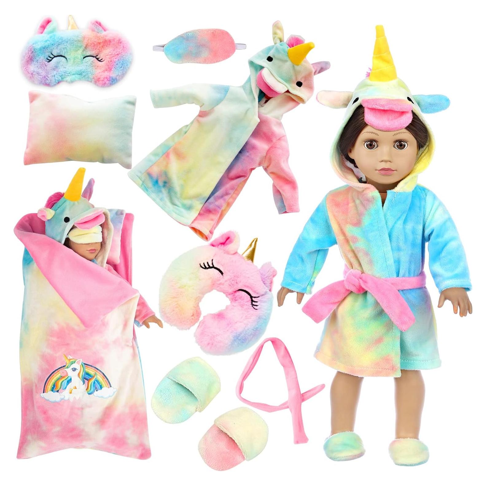 Ropa para muñecas 46 cm XFEYUE disfraz unicornio y saco dormir