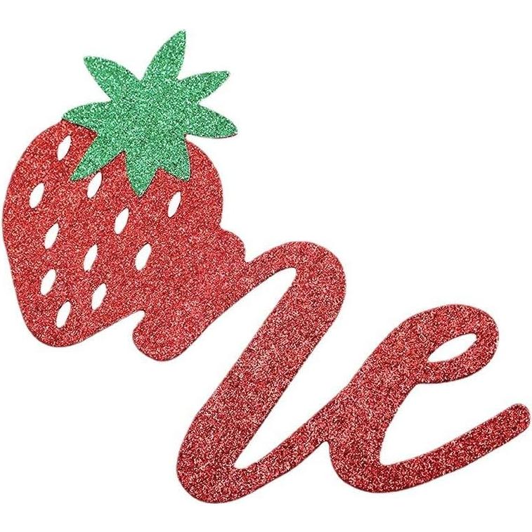 ZitTRo 1 PCS Strawberry Cake Topper 1st Birthday Cake Topper Red Glitter First Birthday Strawberry Cake Decoration for Baby Shower Kids 1st Birthday Party Supplies