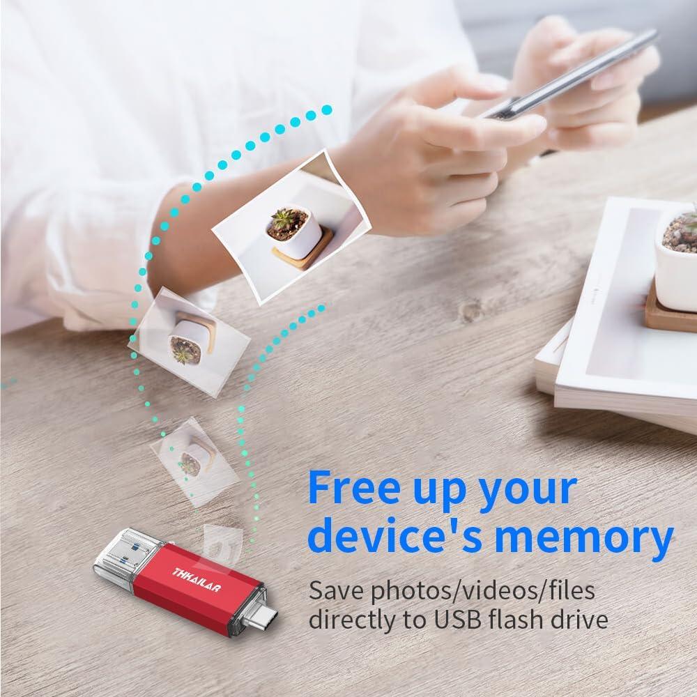 Pendrive USB C 32GB Thkailar Alta Velocidad Rojo