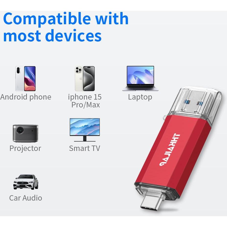 Pendrive USB C 32GB Thkailar Alta Velocidad Rojo