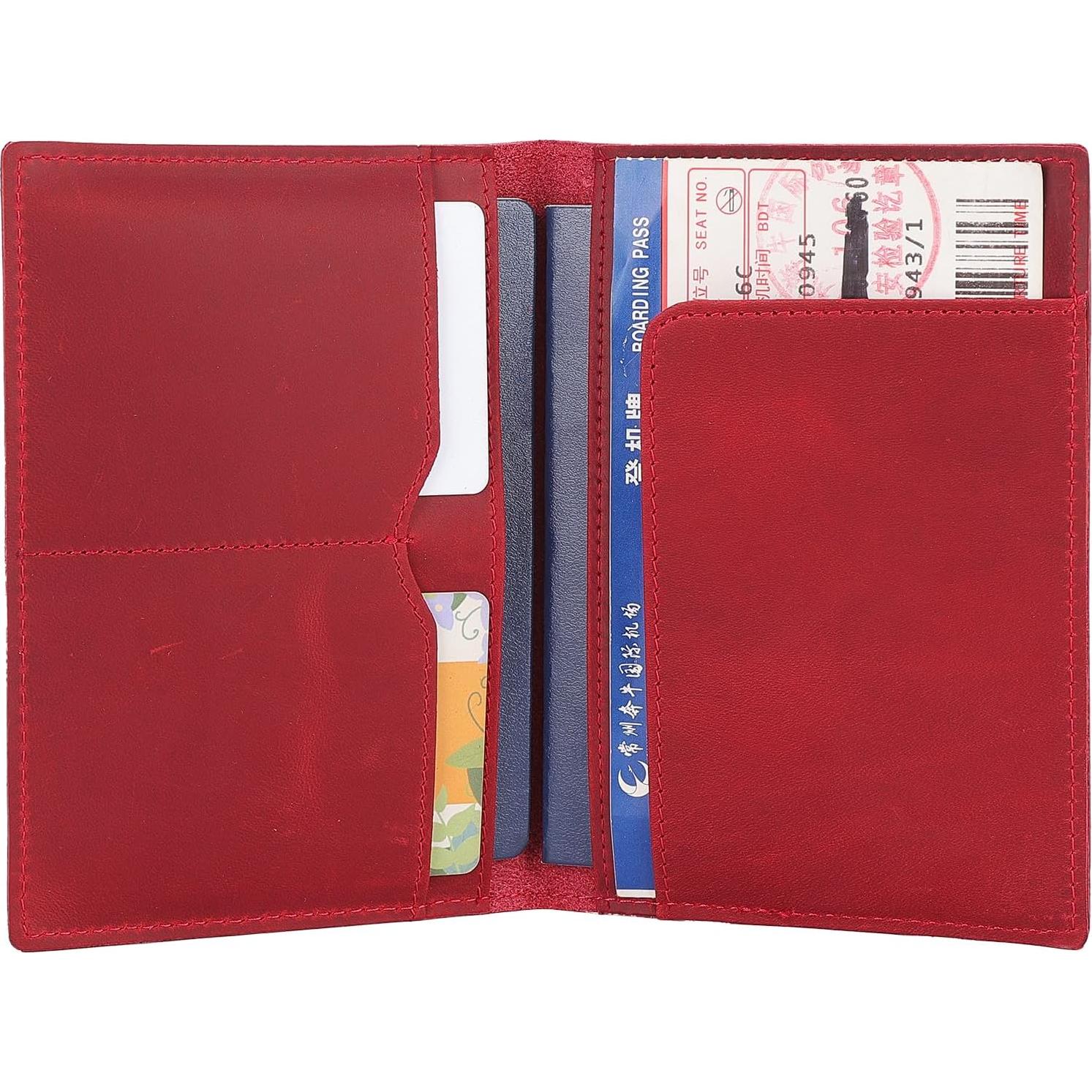 Portafolio de Pasaporte Albatross Star Vista Cuero Rojo