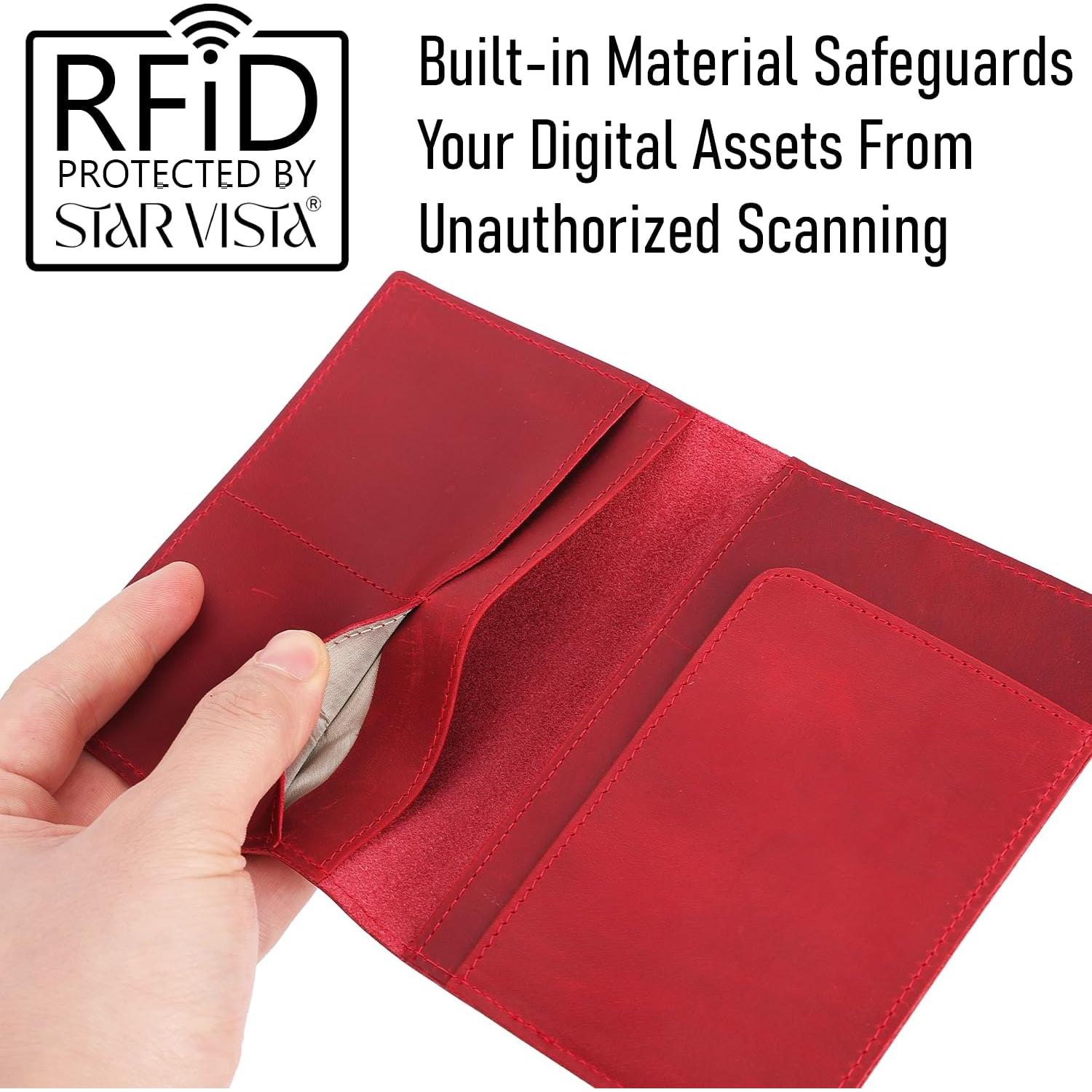 Portafolio de Pasaporte Albatross Star Vista Cuero Rojo