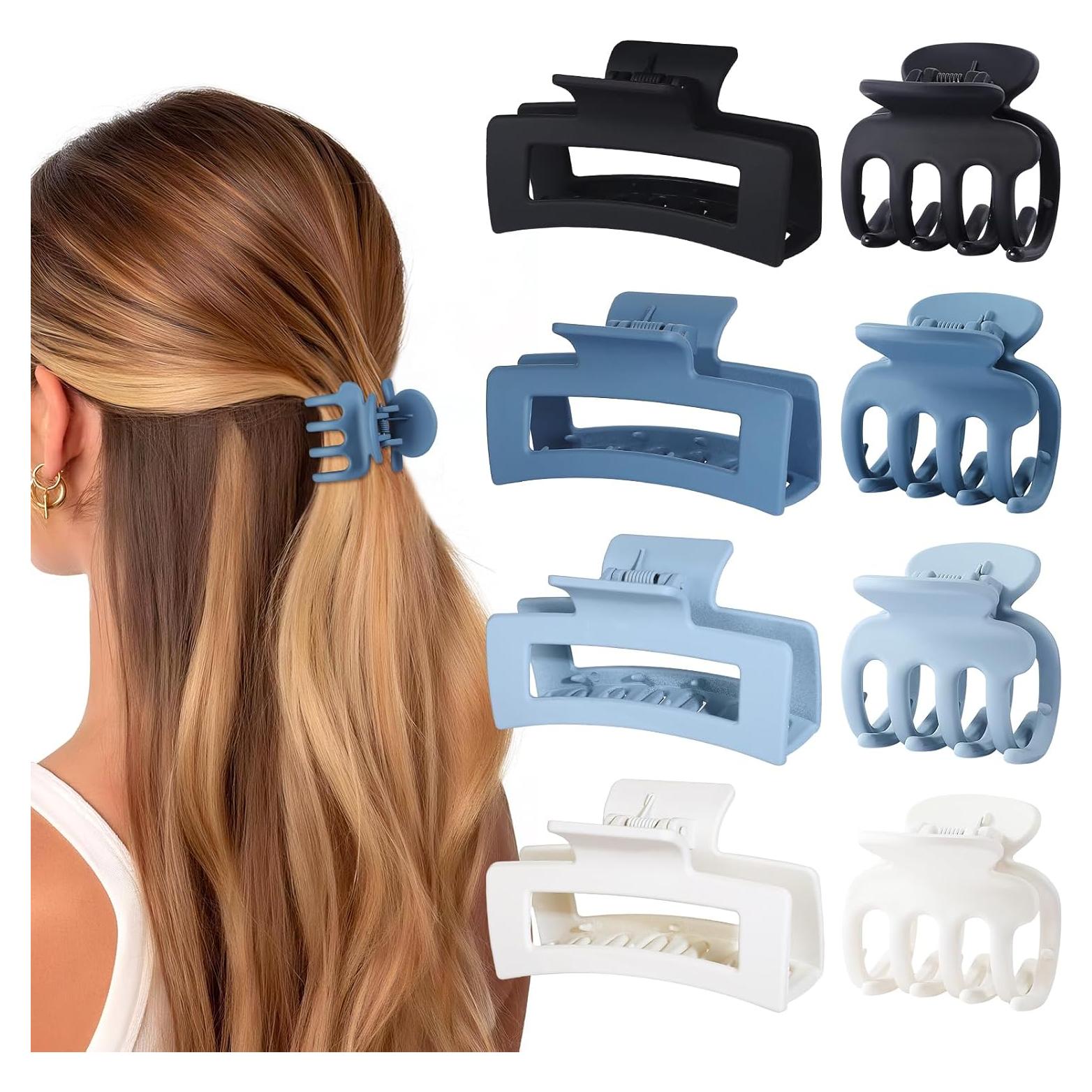 Pinzas de Pelo Medianas SMKSL 8 Pcs para Cabello Fino y Grueso